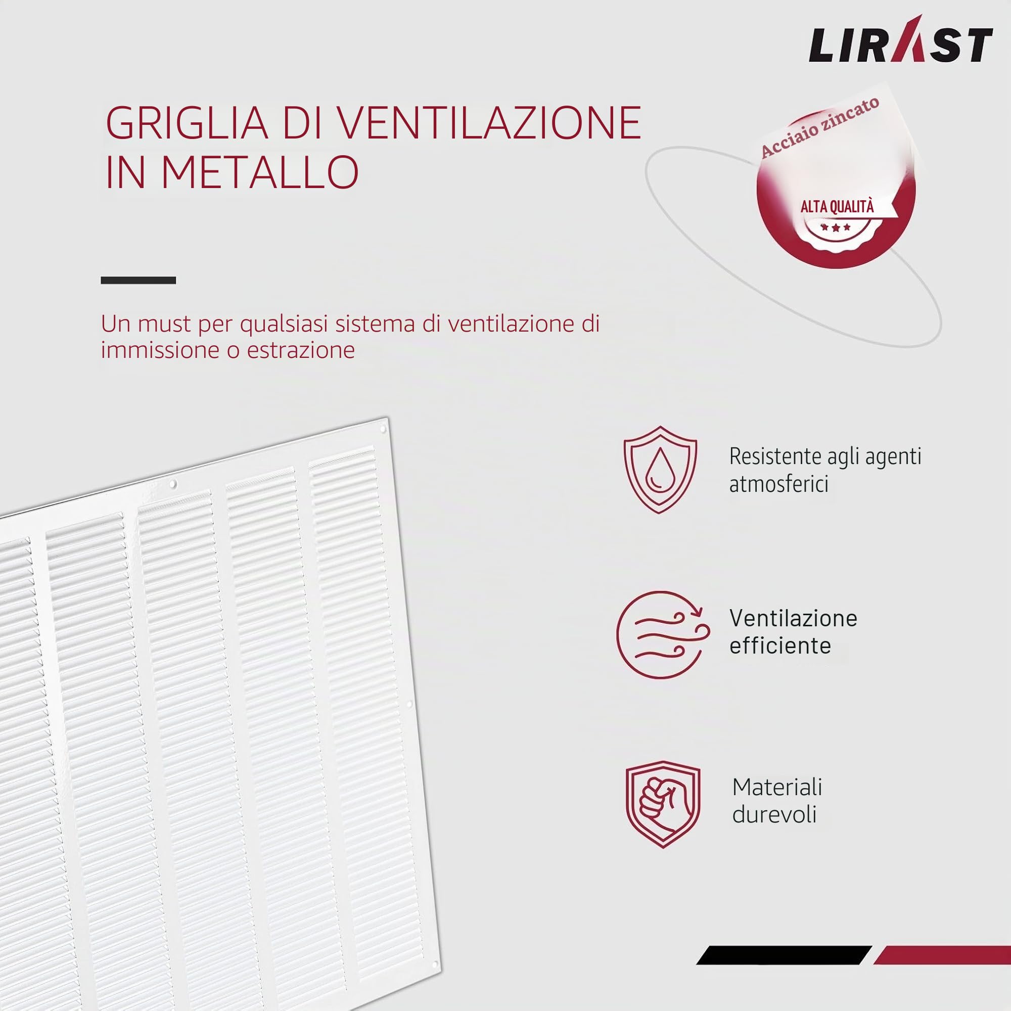 500x500mm Griglie D'Aerazione/Ventilazione in Metallo - Bianca Griglia D'aria con Rete Anti Insetti