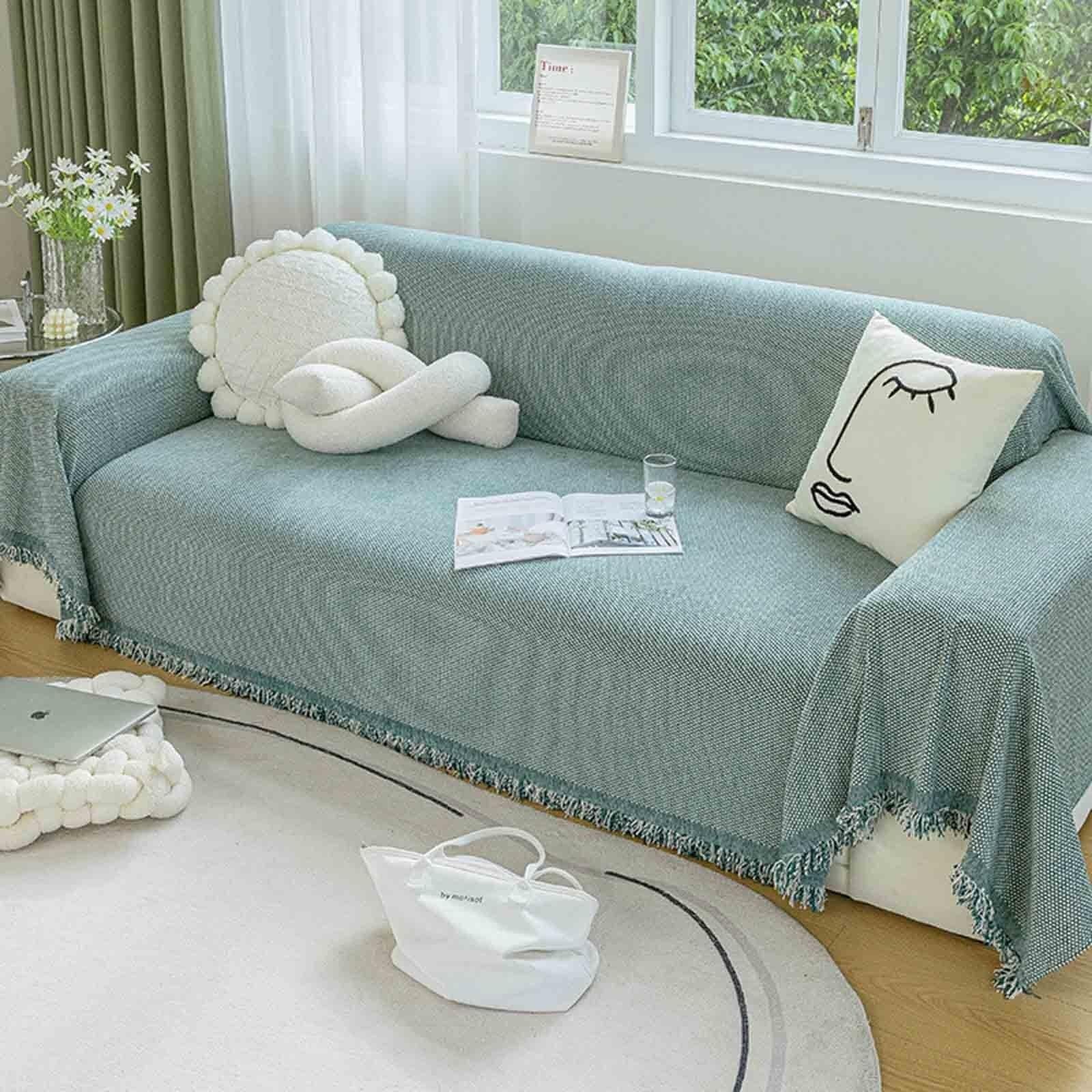 Jeté de canapé en coton jeté de lit 180x340 plaid franges couverture quatre places