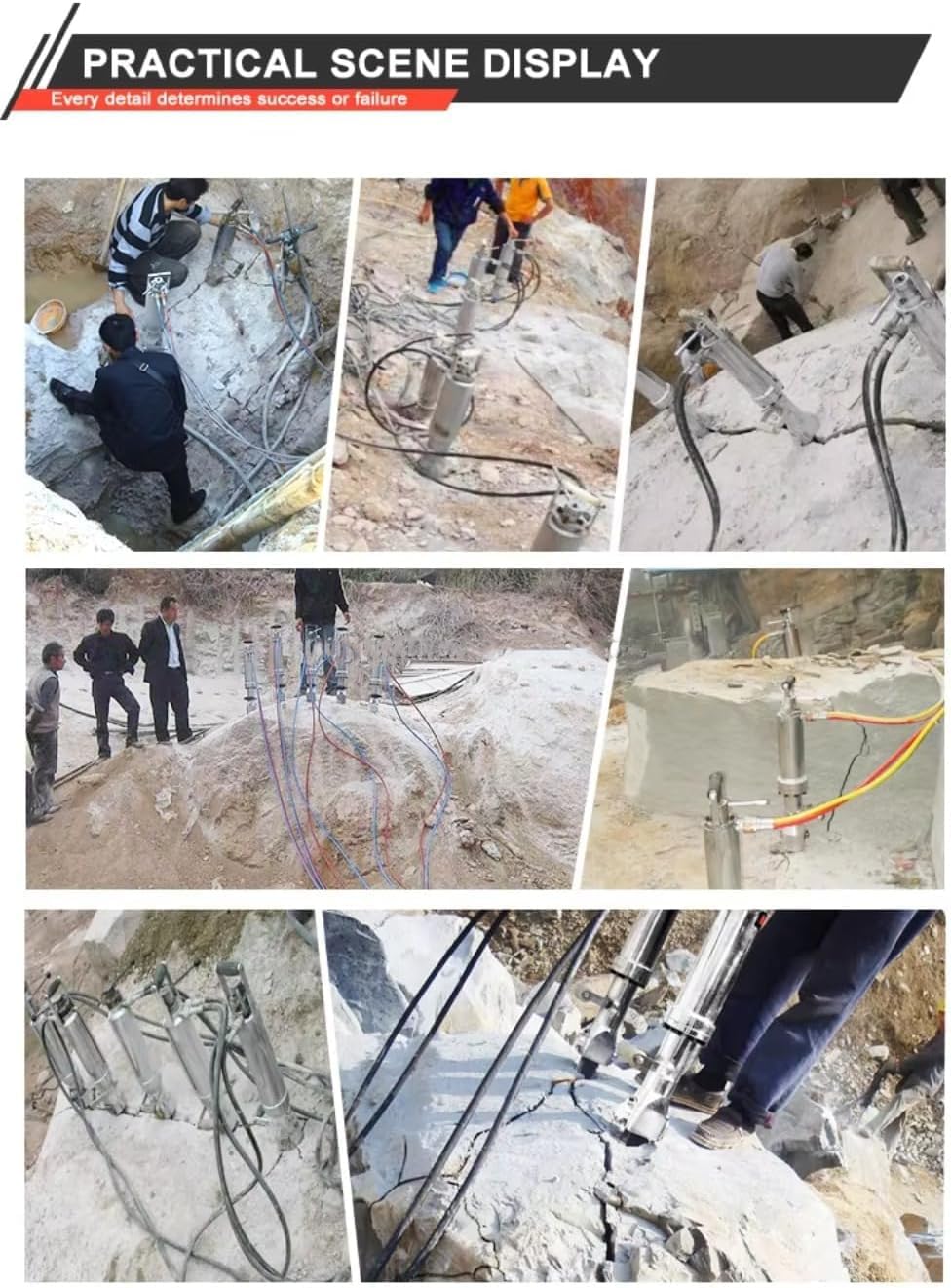 Portable Rock Splitter, Hydraulic Stone Breaking Equipment for Quarry, Demolition, and Mining Work