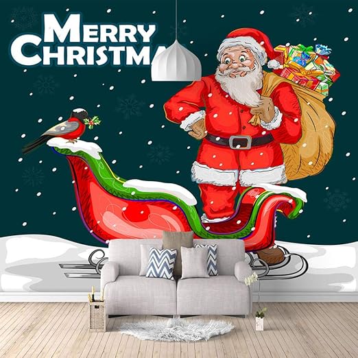 Amazon 壁画壁紙 サンタクロース 3d巨大な壁紙 壁用ステッカー不織布カスタマイズ可能なサイズhdプリント取り外し可能な壁のステッカーテレビ背景写真壁画家の装飾 150x1cm 59x47inch ウォールステッカー オンライン通販