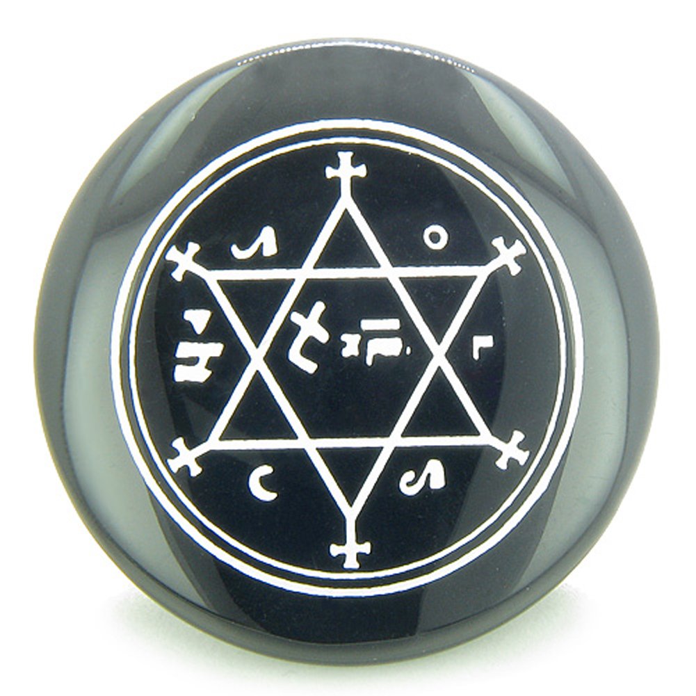 King of Solomon Circle of Pentacle Magic Hexagram Amulet Black Agate  Spiritual Powers Individual Totem
