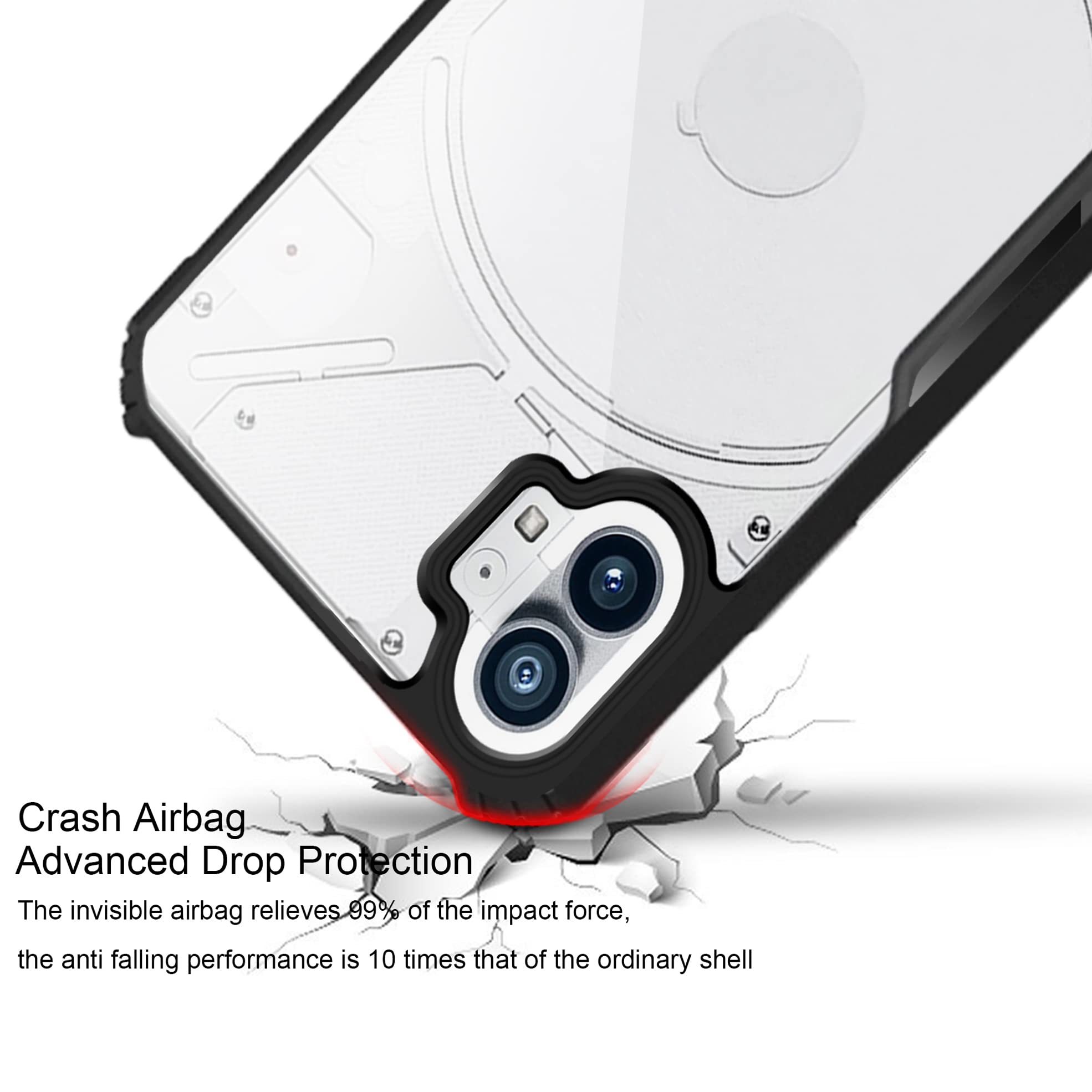 Hi-Case Cover per Nothing phone (1) - Custodia in Silicone di Cristallino - Non Ingiallente - TPU & PC Ibrida 360° Full Body Antiurto Protettiva, Trasparente