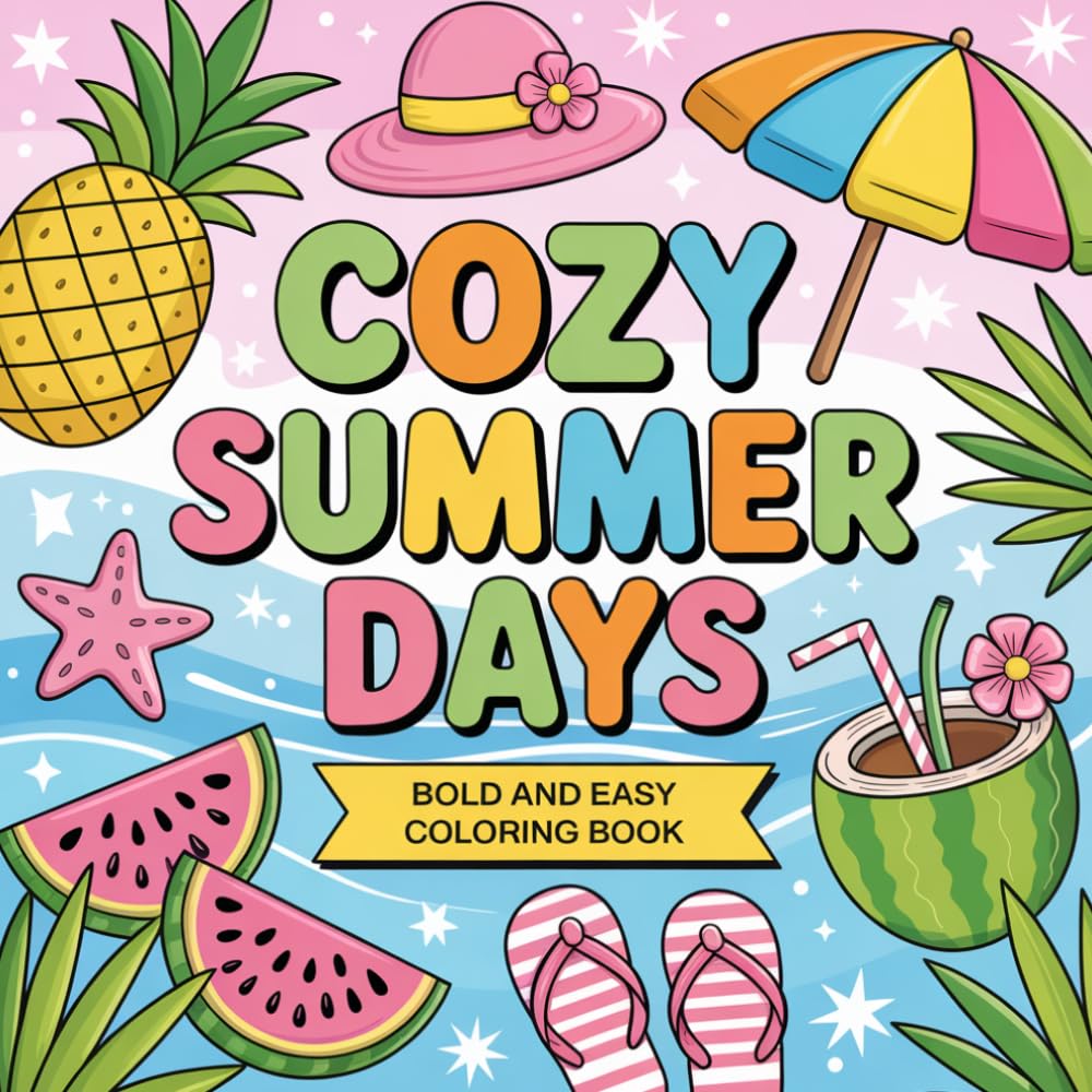 Cozy Summer Days: Bold and Easy Coloring Book