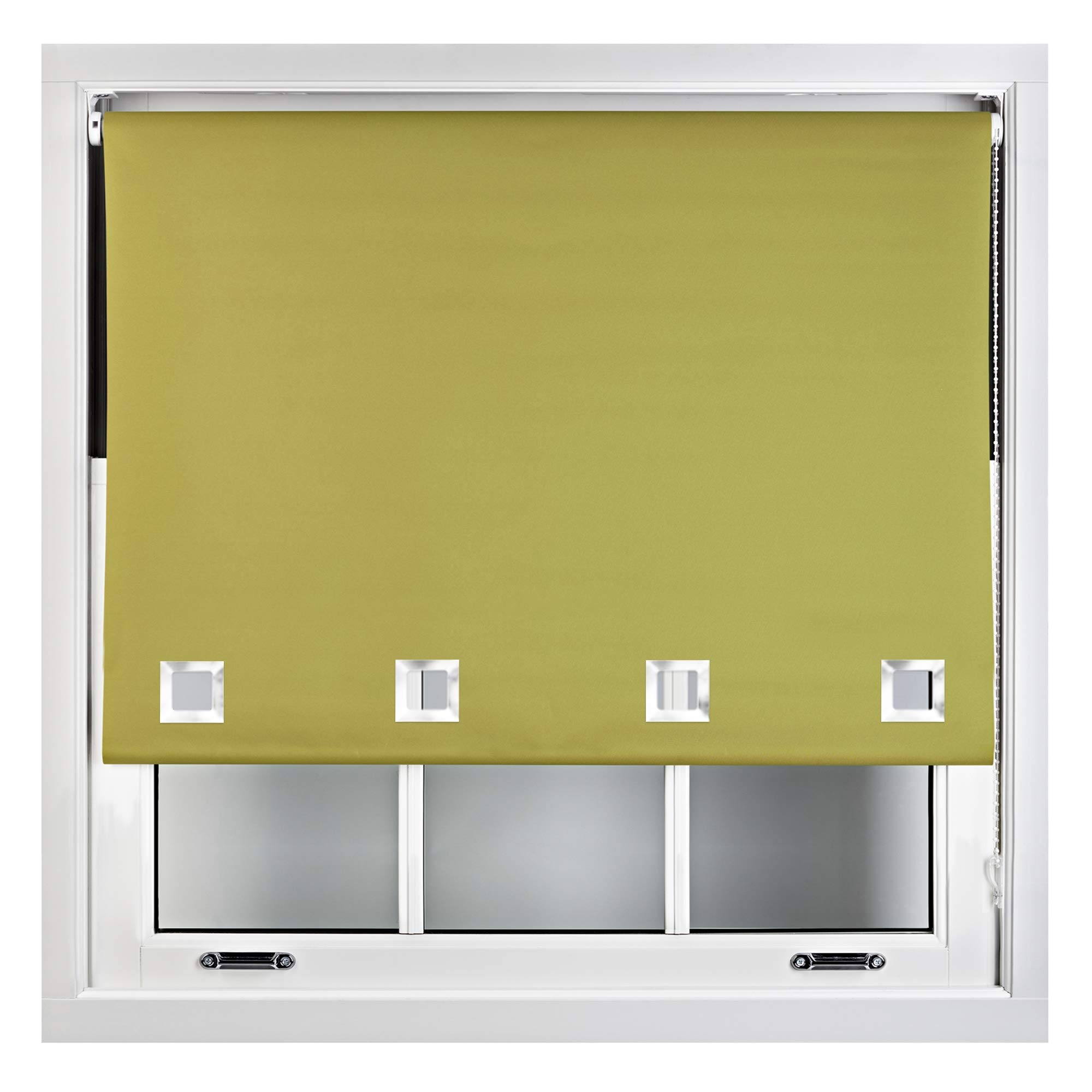 FURNISHED Blackout Roller Blinds with Large Square Eyelets - Made to Measure - Green 120cm x 165cm