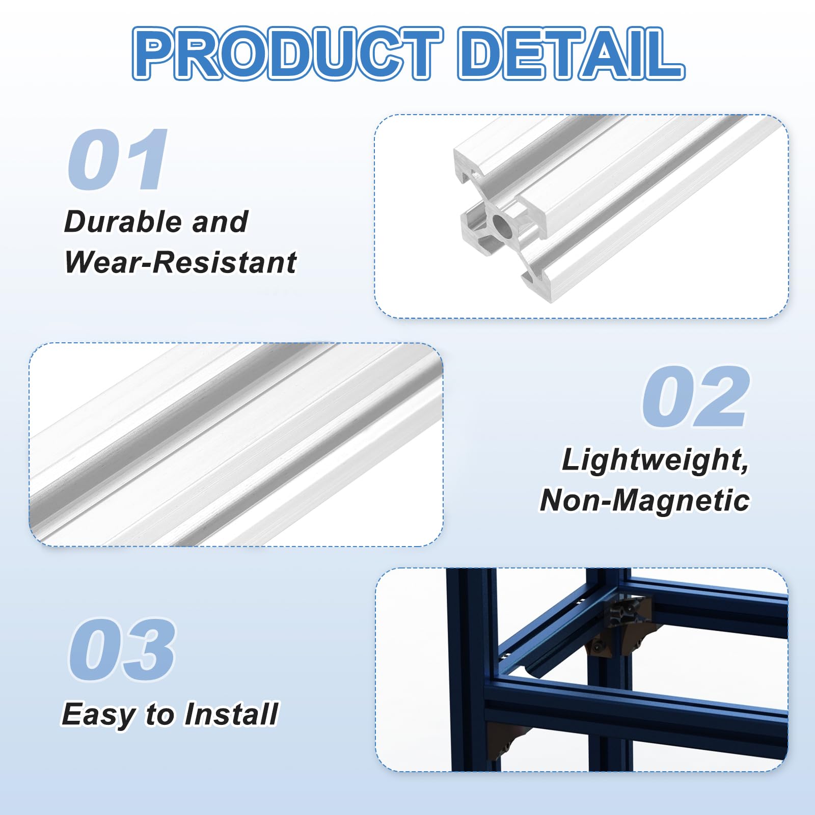 QUARKZMAN 4 Piezas Perfil Lineal De Aluminio 2020 Con Ranura En V, 1000mm Estándar Europeo Anodizado Para Piezas De Impresoras 3D Proyectos CNC Y DIY, Color Plata-Blanco