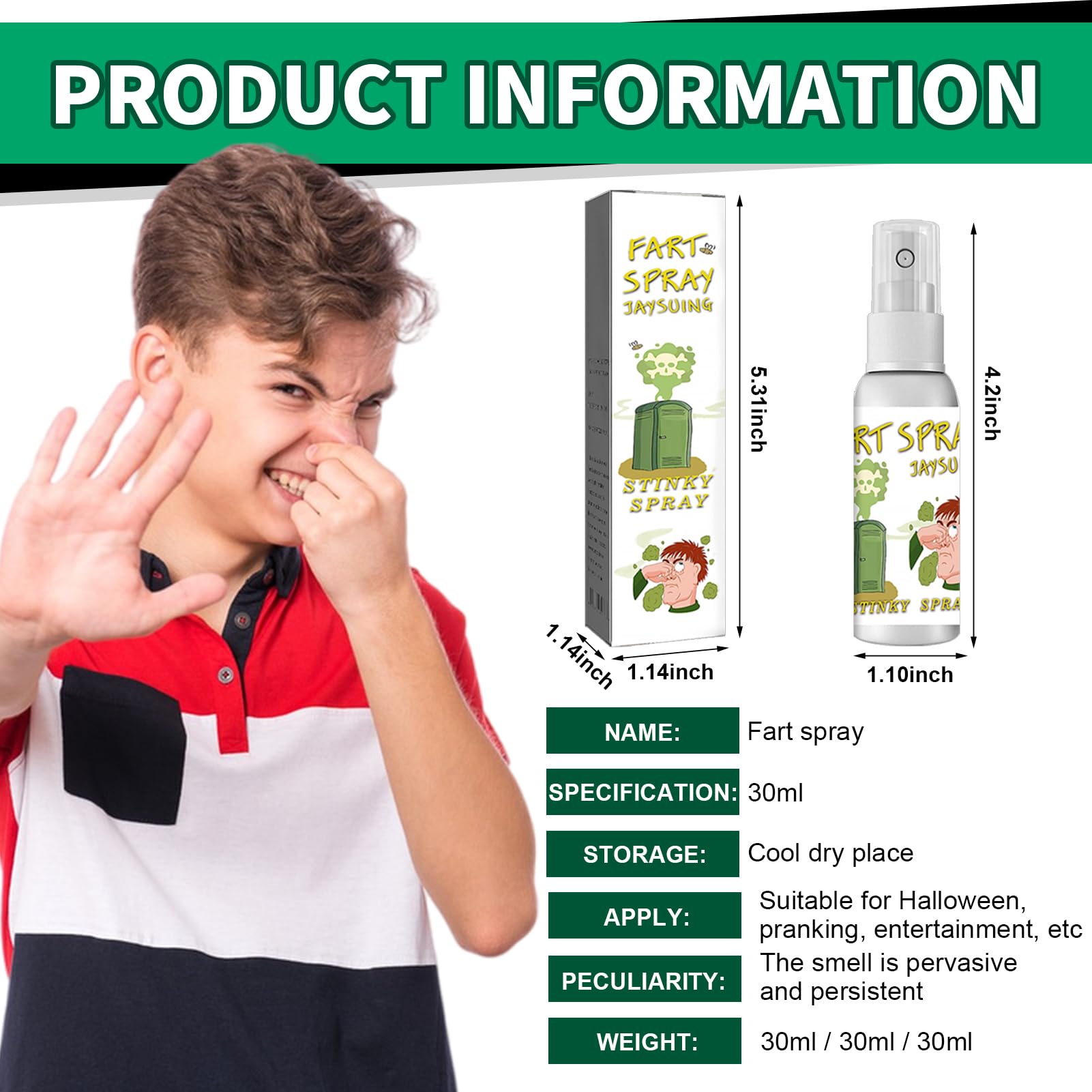 Allony Lot De 3 Spray Puant Caca Fart - Farce Ultra Réaliste Longue Durée