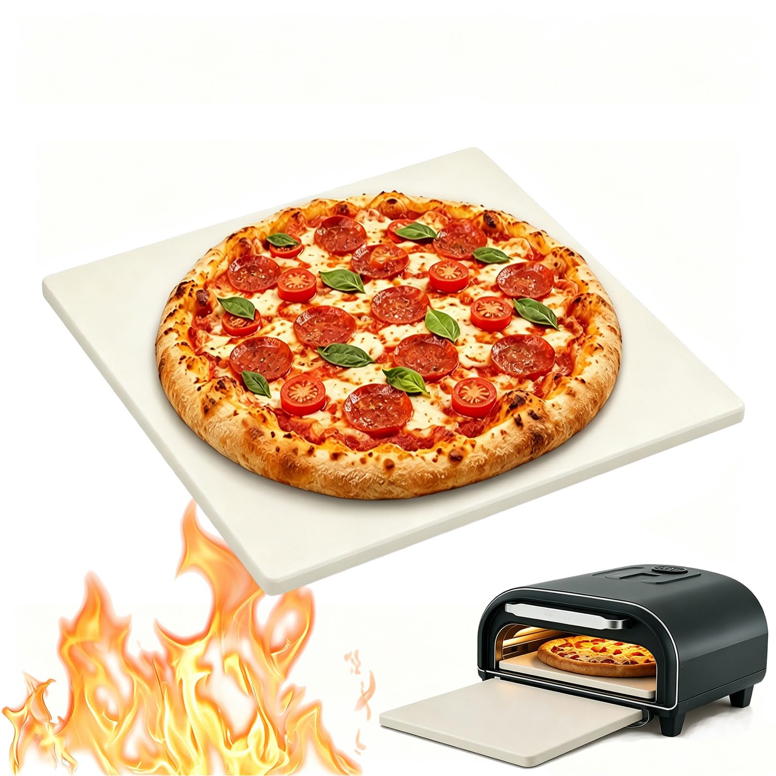 Pietra per pizza per forno a gas, 30,5 cm, rettangolare, in cordierite