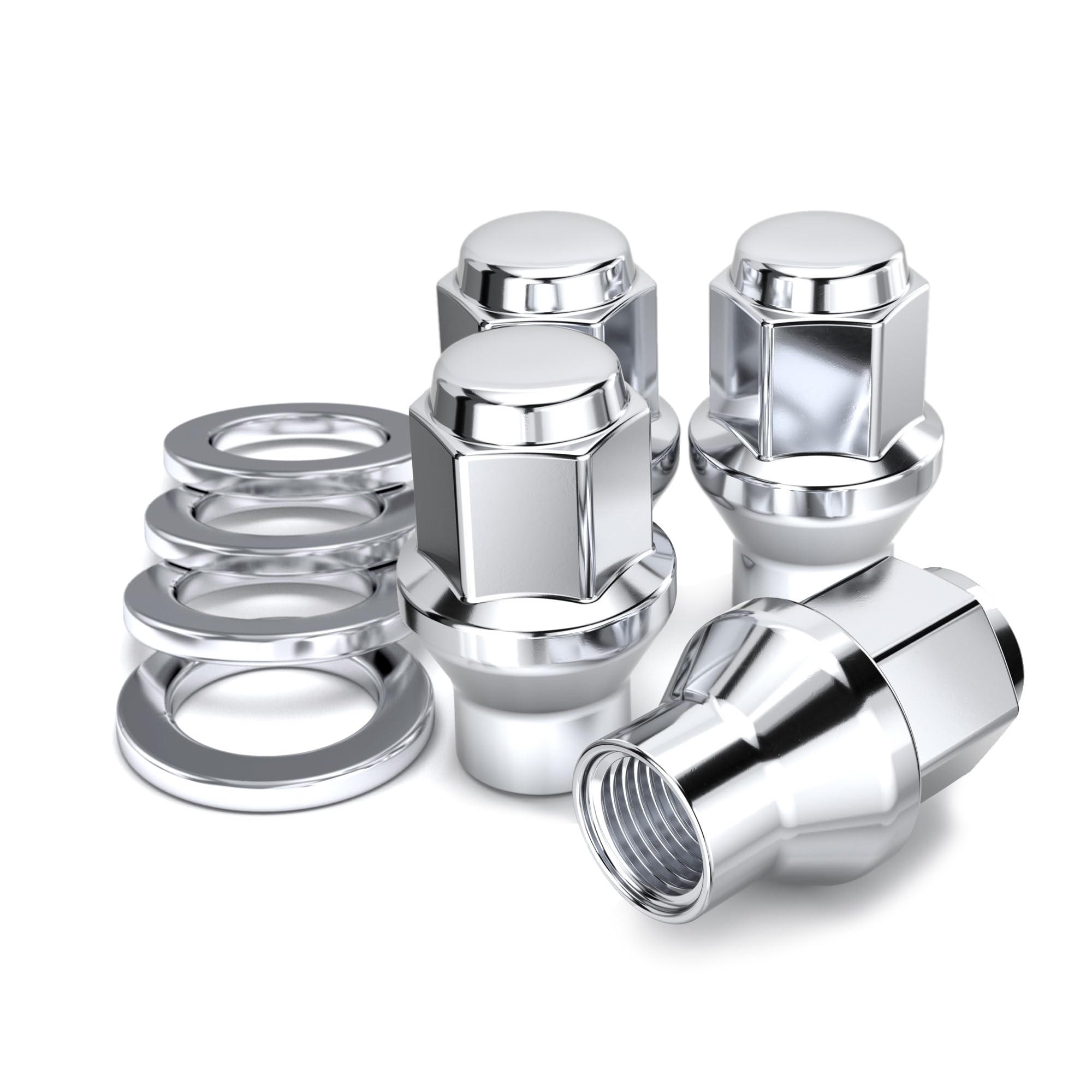 White Knight 7809-4 Chrome M14 x 1.50 ET Bulge Lug Nut, 4 Pack