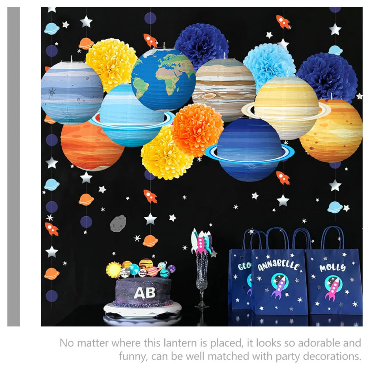 Linterna de Papel Decorativa Planetas, Fiesta Temática Espacial