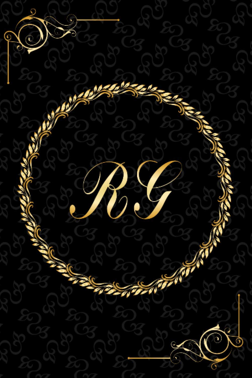 RG: Golden Monogrammed Letters, Executive Personalized Journal With Two Letters Initials, Designer Professional Cover, Perfect Unique Gift
