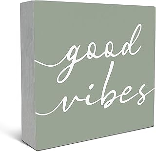 SRADMO Botanical Eucalyptus Leaves Wood Box Sign Desk Decor, Rustic Eucalyptus Leaves Wooden Block Box Sign Decoration For Home Office Shelf Table Decor (Green), 8x8 Inches