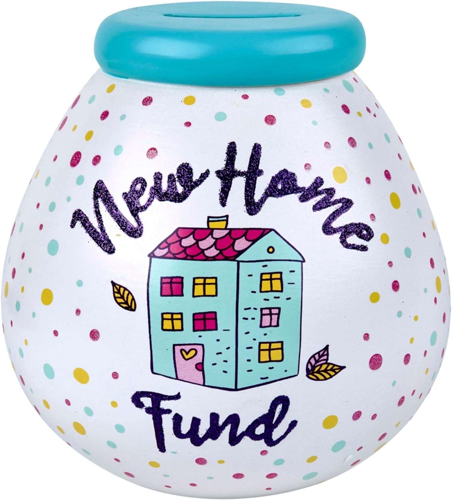 Pot Of DreamsHouse Hand Painted New Home Funds Save And Smash Handcrafted White Color Ceramic Money Box Piggy Bank Perfect Decorative Gift and Saving for New Home Funds