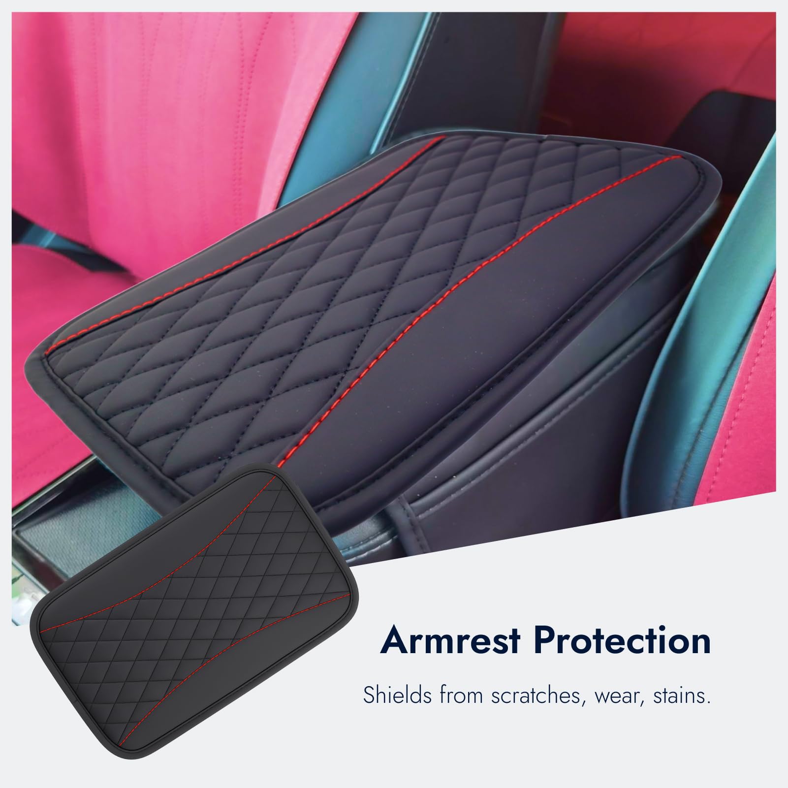 Universal Car Center Console Cushion Pad 19x31cm, Waterproof PU Leather Armrest Cover Protector - Image 4