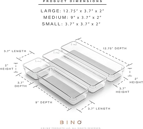 Miniatura 3 de BINO The Modular+ - Juego de 4 cubos organizadores de cajones, color gris, pequeño, almacenamiento multiusos, forro de agarre suave y patas de goma