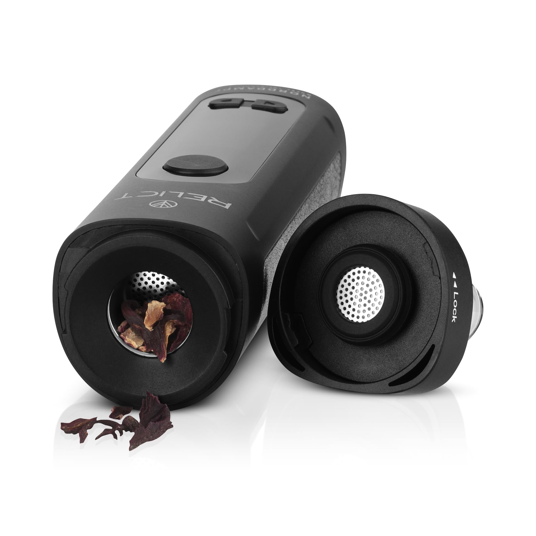 Norddampf RELICT – Vaporisateur d'herbes haut de gamme pour herbes, technologie DHS et Intelisense, 2600 mAh, flux d'air isolé, plusieurs sessions, temps de chauffage de 30 s, noir (noir foncé)