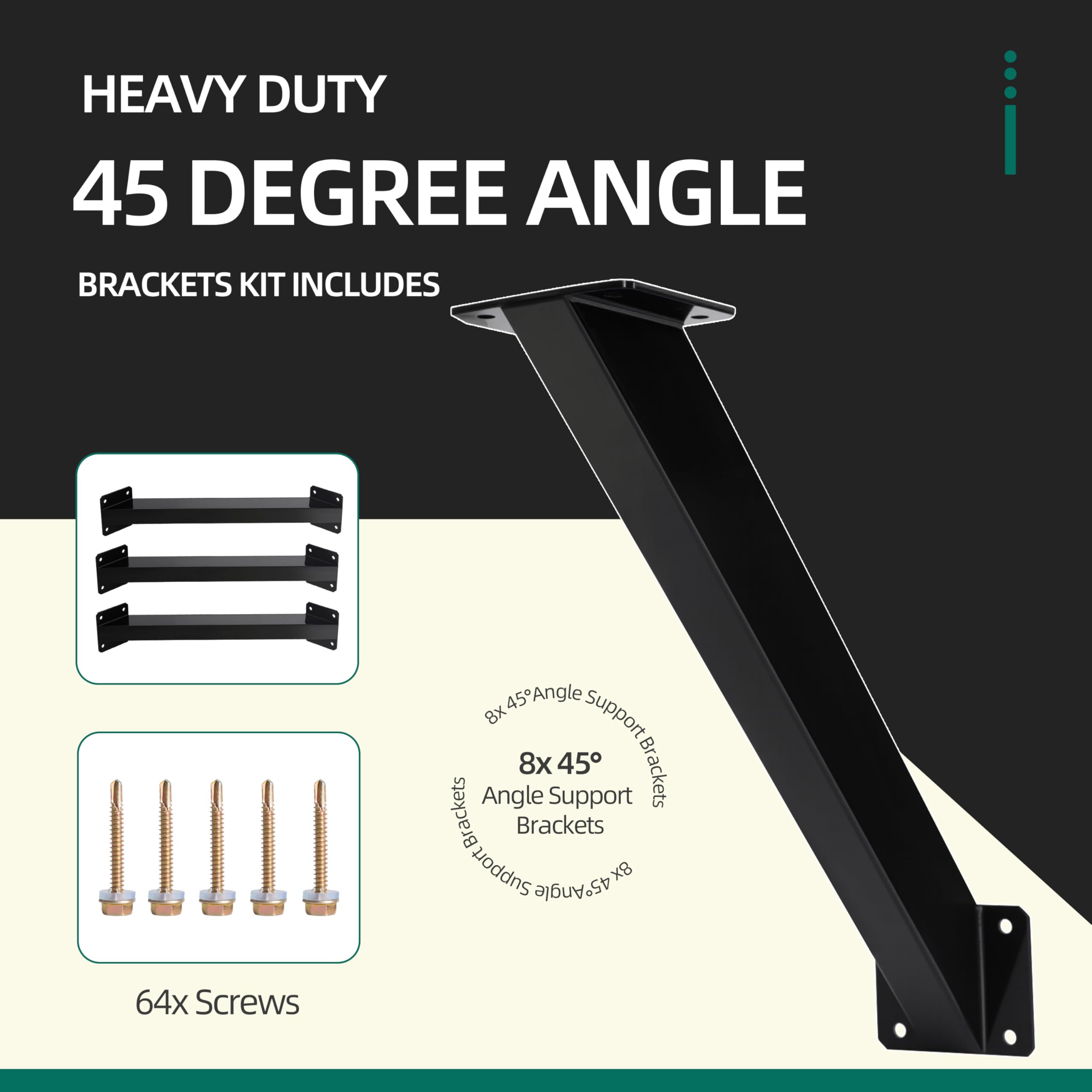 Lot De 2 Supports De Pergola, Angle De 45 Degrés, Connecteur Durable Pour Structures En Bois Extérieures