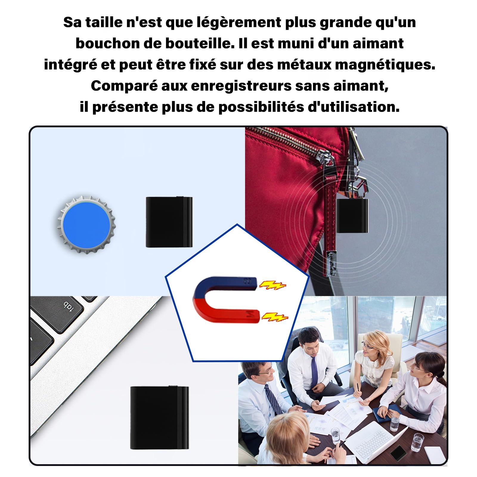 64G Mini dictaphone, Appareil d'enregistrement d'espionnage, Appareil d'écoute Espion, enregistreur Vocal numérique Espion