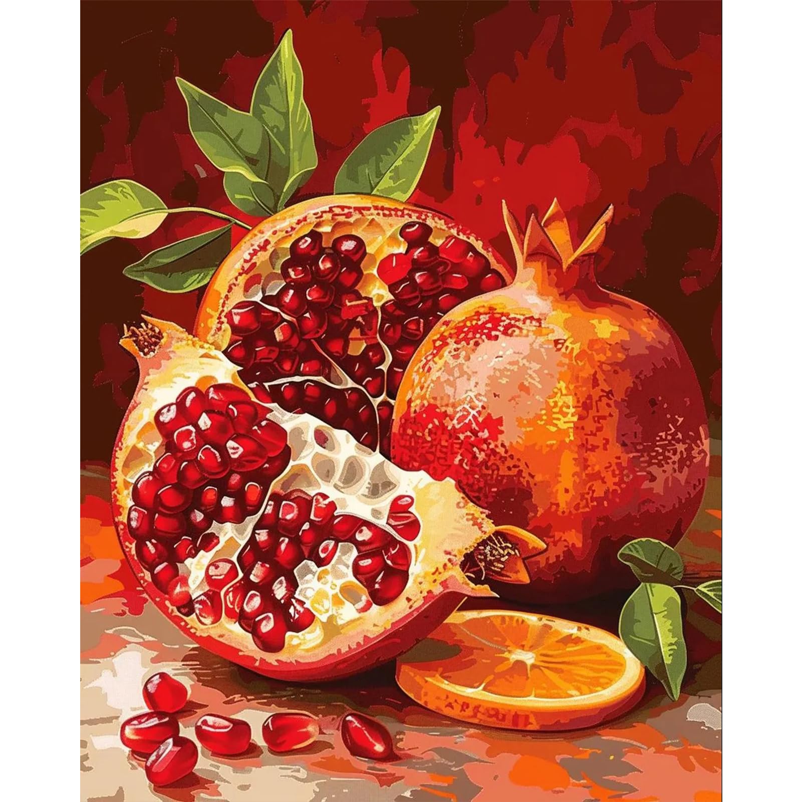JATOK Paint by Numbers for Adults, Painting Kits for Beginners On Clear Symbols Colored Canvas, Easy DIY Acrylic Pigment Drawing Paintwork for Home Wall Decor, 16x20in Frameless, Fruit