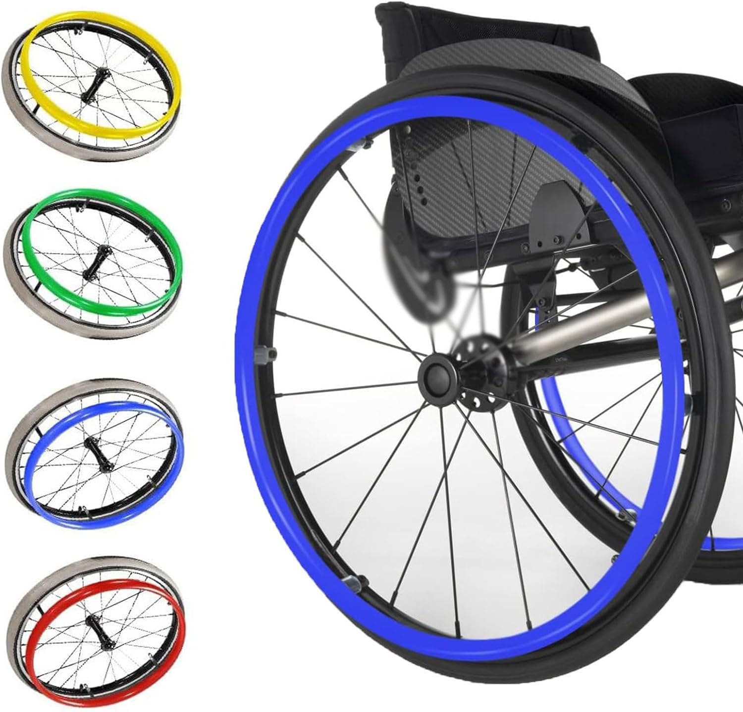 Rutschfeste Silikon-Abdeckung für Rollstuhl-Schiebefelgen für 55,9 cm / 24 Zoll große Räder, verschleißfeste Hand-Push-Abdeckung mit Schutzhülle zur Verbesserung der Griffigkeit und Traktion (4 Stück)