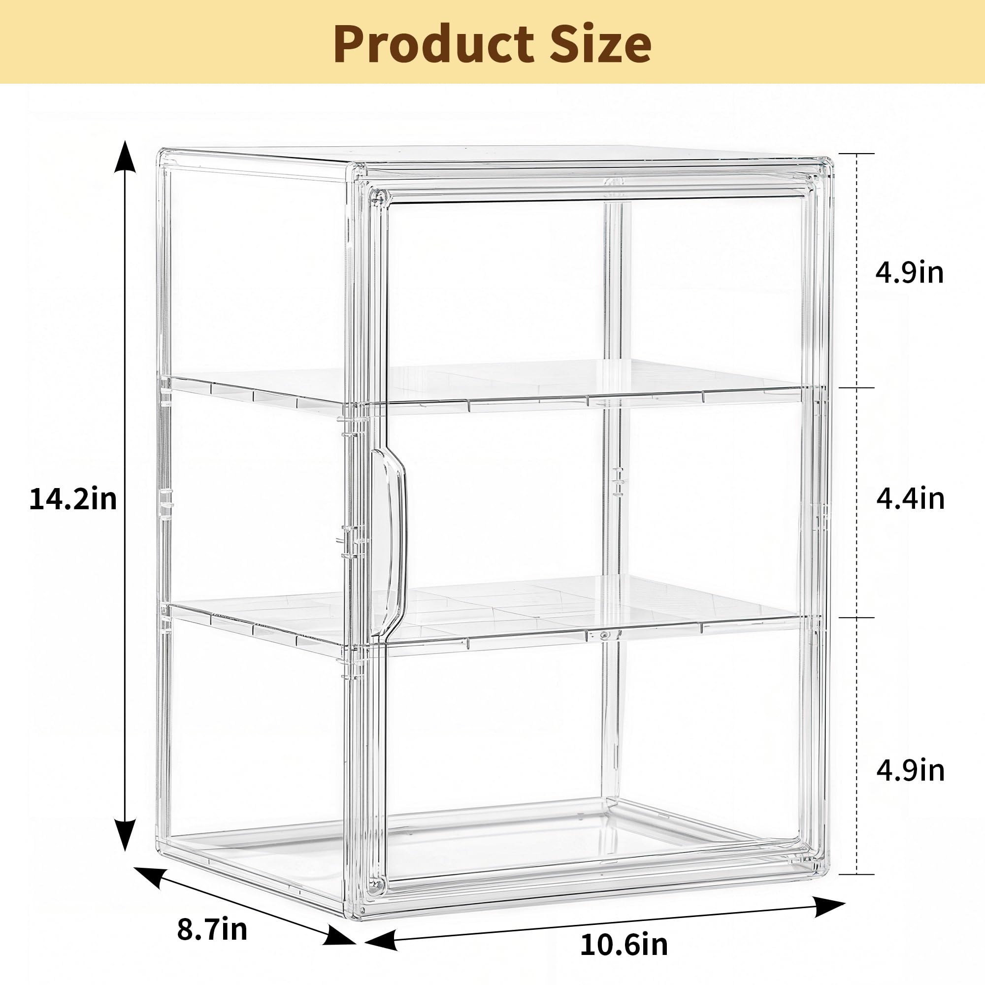 Panera transparente para encimera de cocina, vitrina de pastelería, 3 capas ajustables para almacenamiento de pan con puerta magnética, exhibición de pastelería (grande, 2 piezas)