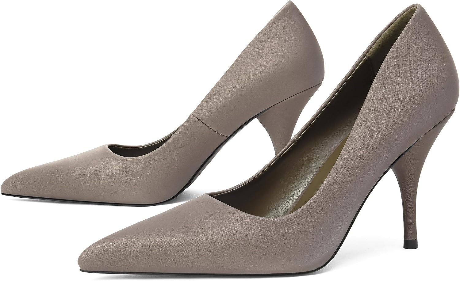 iiimmu Stiletto Pumps for Women 3.5 Inch Pointed Toe High Heels Satin Finish Closed Toe Dress Shoes for Wedding Party and Office Wear