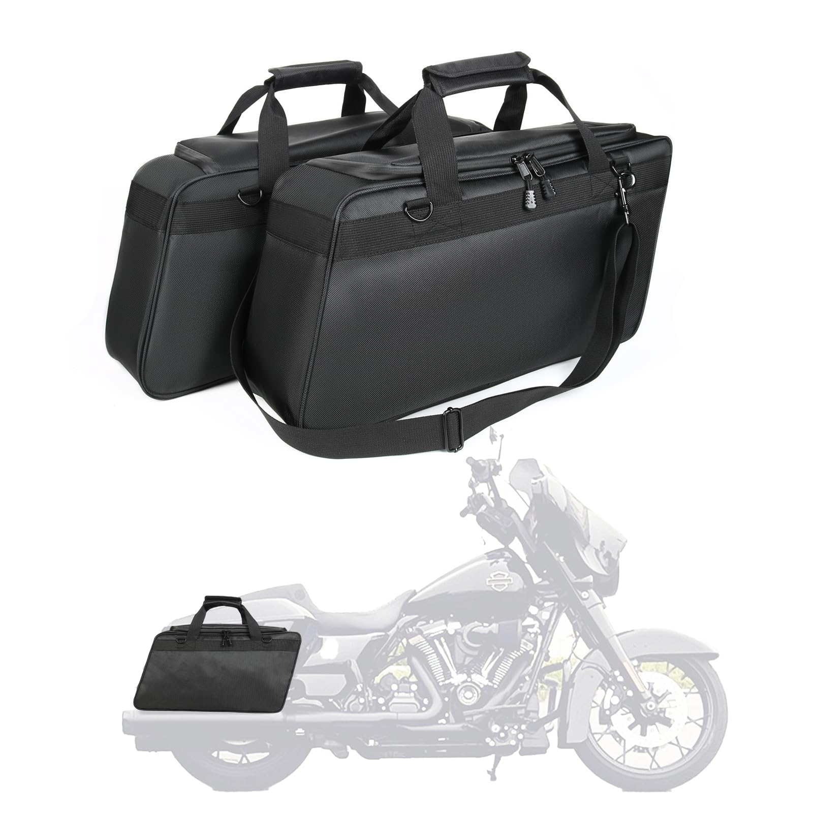 Hard Saddlebags Stretched lb for Harley Davidson Road Glide 15-22 with Inner Bags Black