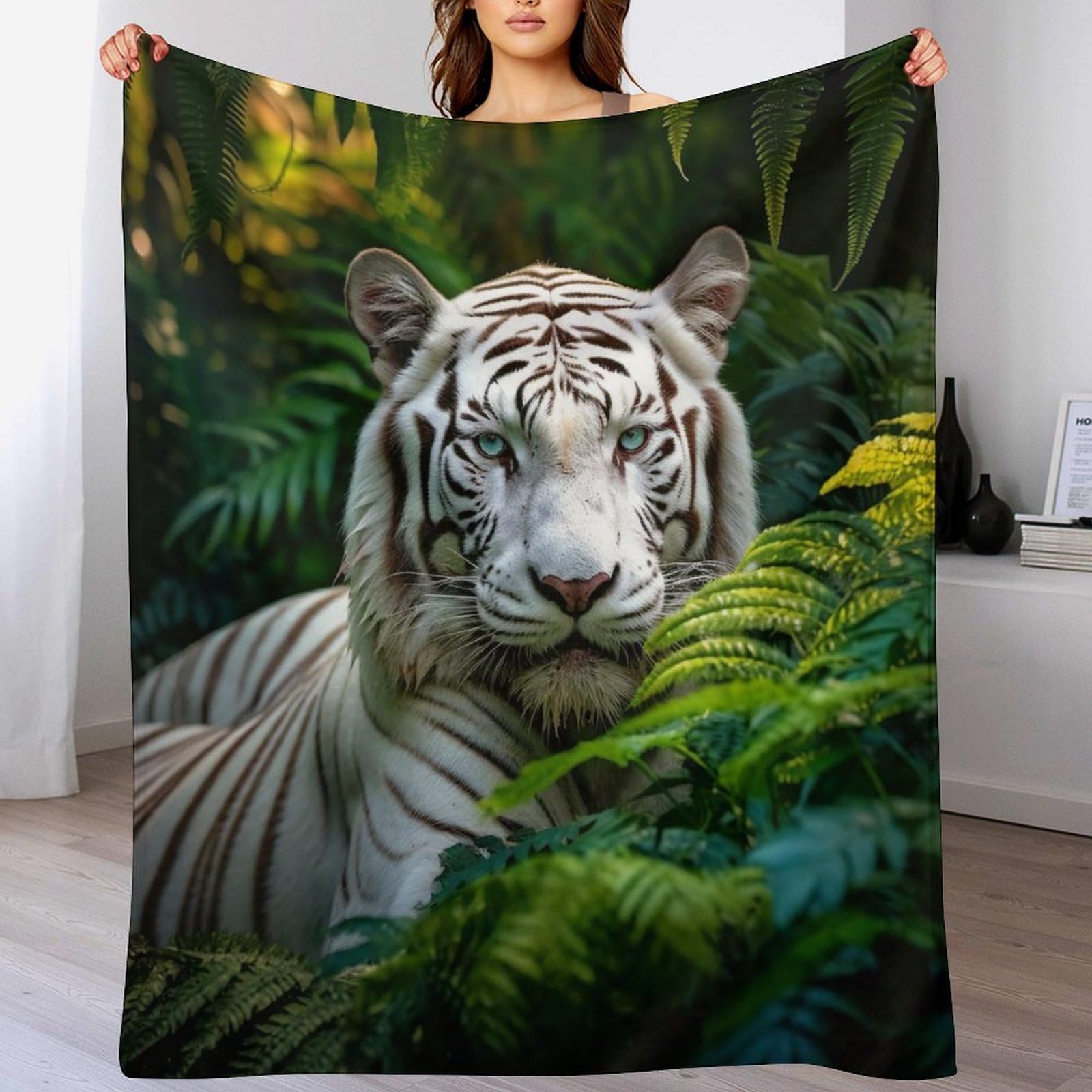 Couverture tigre 3D en polaire de flannel 180x200cm pour lit et canapé