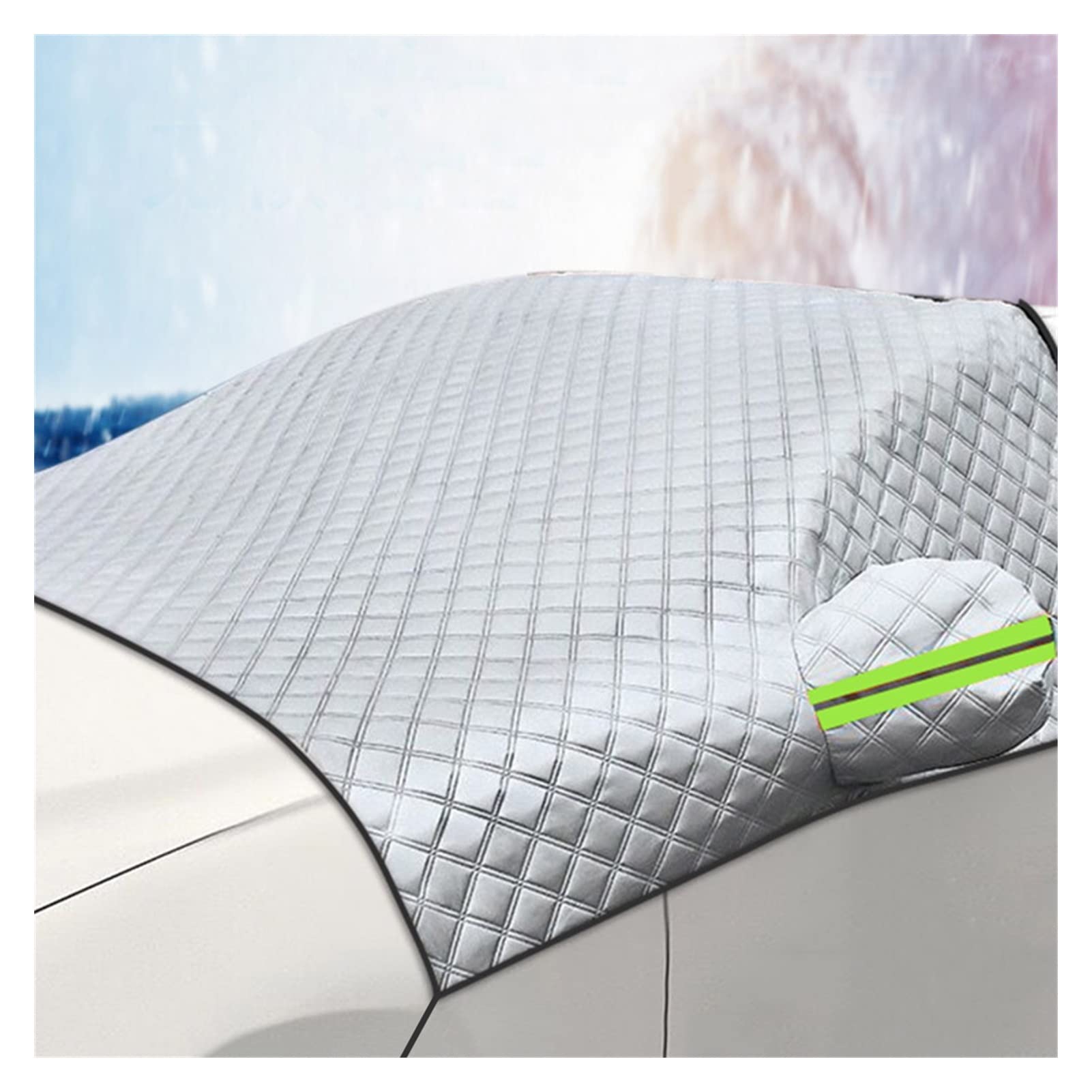 WUZMING Extra Thicker Car Windscreen Cover With Two Mirror Covers And Wiper Protection, Winter Frost Guard Protector Suitable For Most Full Sedan/SUVs (Color : Silver, Size : 210x140cm)