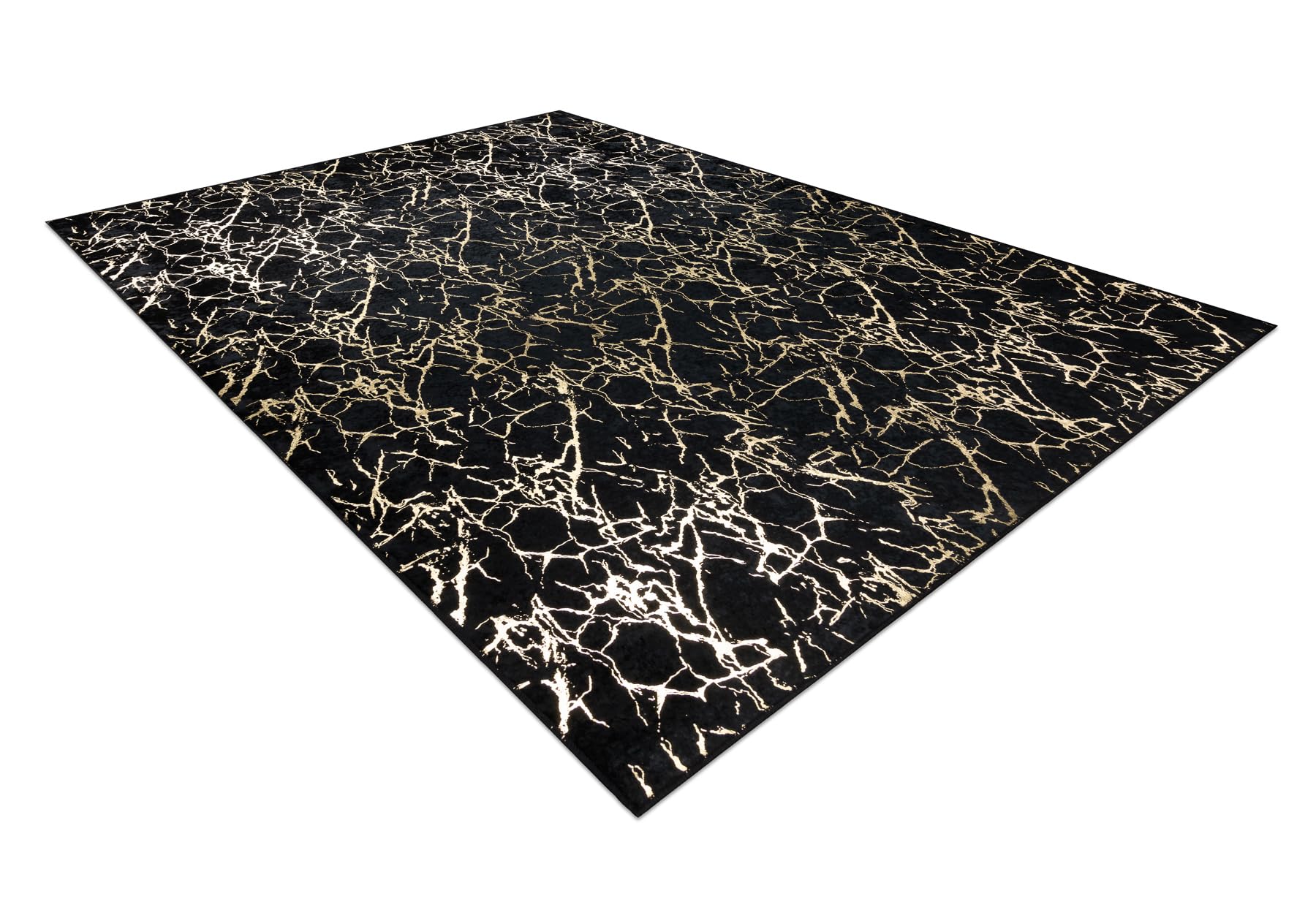 rugsx MIRO 11111.2106 Dywanik do prania marmur, Glamour antypoślizgowy - czarny/złoty 200 x 290 cm