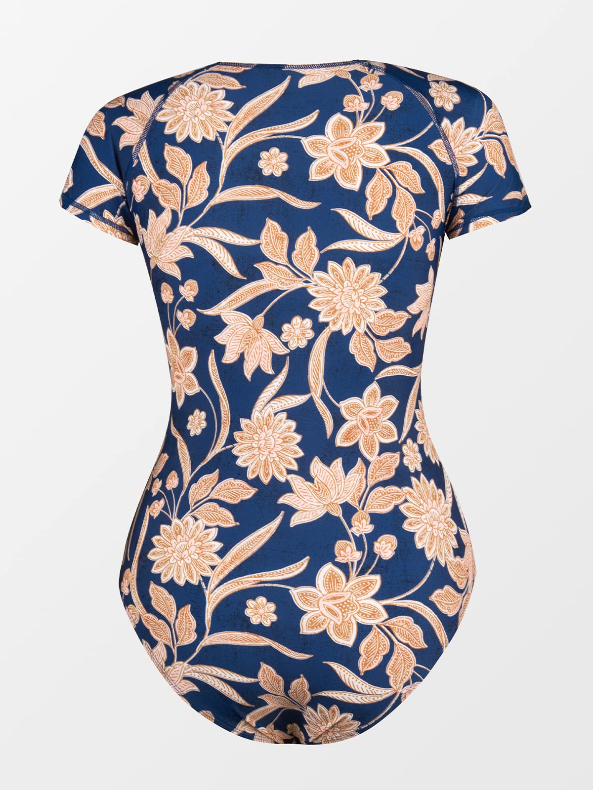 CUPSHE Bañador de una Pieza para Mujer, Cuello Alto, Cremallera, Manga Corta, Traje de baño