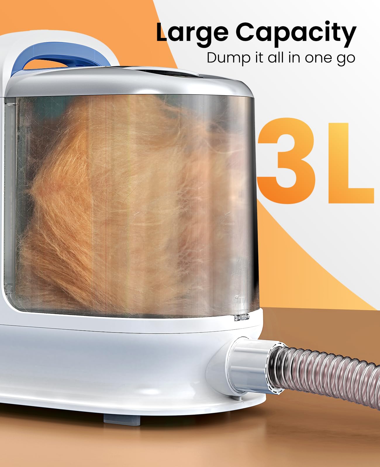oneisall Dog Grooming Vacuum, 13000Pa Powerful 3L Dust Cup Pet Vacuum with Clipper Nail Grinder & Shedding Brush, 7 in 1 Dog Grooming Kits, Quiet, Large Capacity 3 Suction Levels, BM3 - image 3