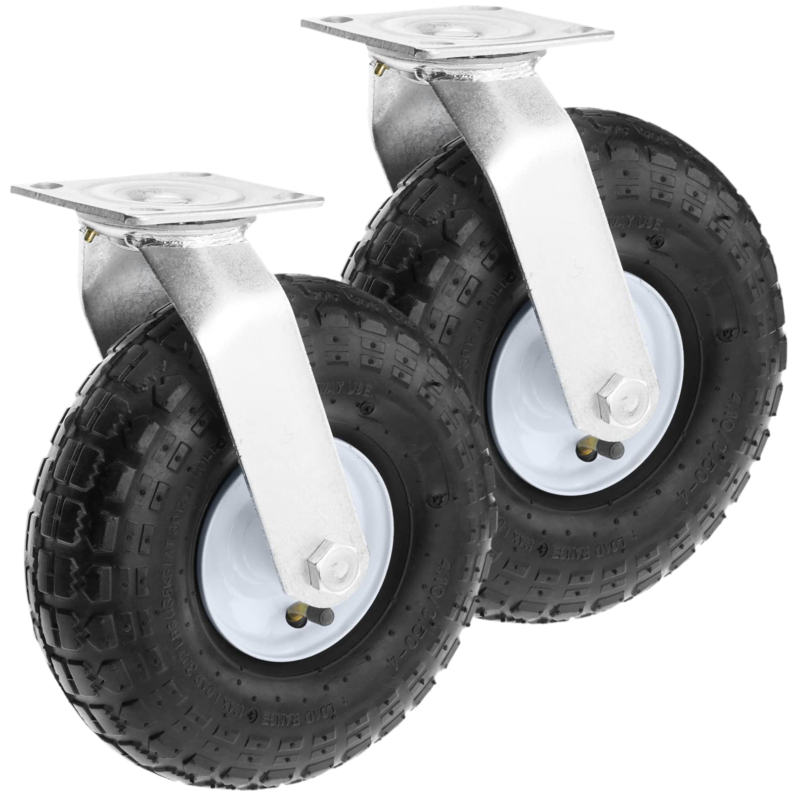 Buy PrimeMatik Wheelbarrow swivel wheel 2pack 300 lbs 10x3,5" 254x89 mm. Replacement tyre for