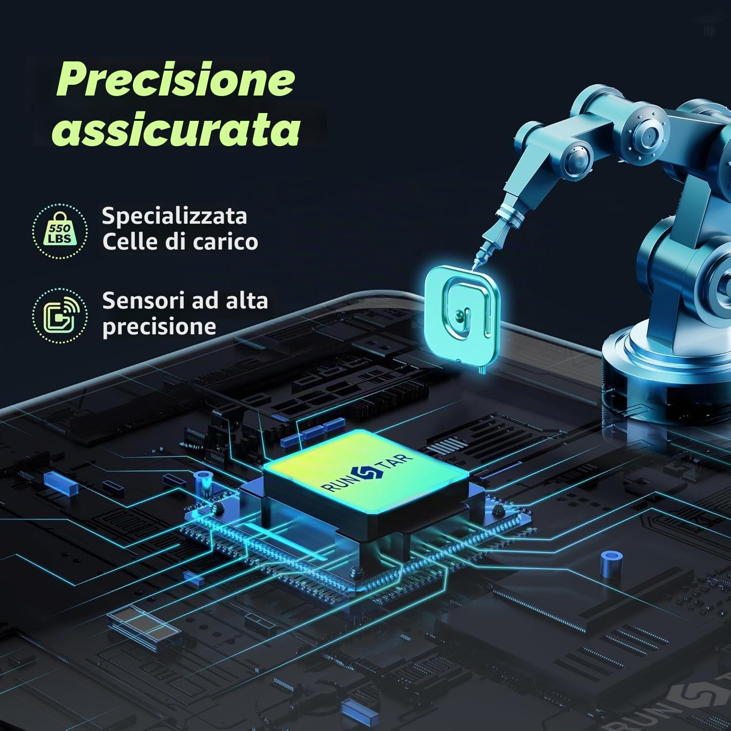 RunStar Bilancia Pesapersone Digitale da 250kg per Il peso Corporeo con Piattaforma Ultra Ampia e Ampio Display LCD, Bilancia ad Alta Precisione con Capacità Extra Elevata