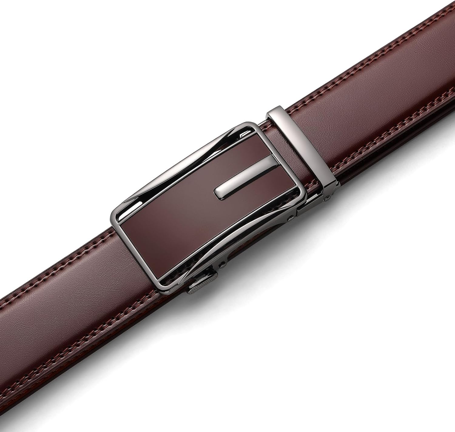 Drowsmen Leather ratchet belt 1 3/8" with Click Sliding Automatic Buckle, Adjustable belt Trim to Fit - Image 3