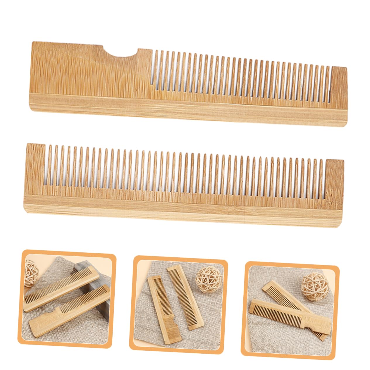 IWOWHERO 2Pcs Pocket Sized Comb for Beard and Grooming Fine Teeth for Smoothing and Styling Durable Mens Hair Comb Travel Friendly Design