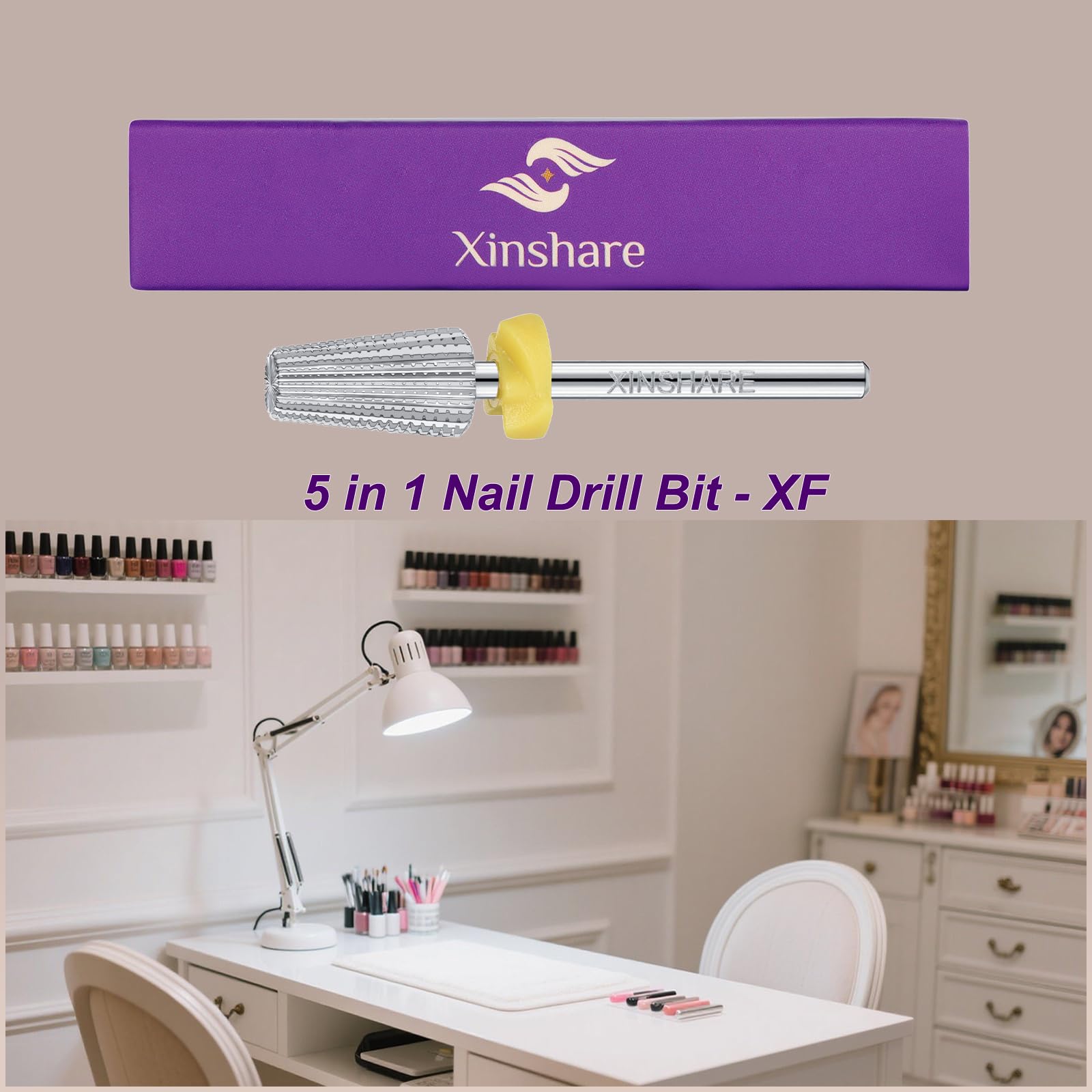 Nagelbohrer, 5-in-1, multifunktionaler Bohrer, Hartmetall, 2-Wege-Rotation, für Links- und Rechtshänder, schnelles Entfernen von Acryl oder hartem Gel, Maniküre-Nagelbohrmaschine, extra fein