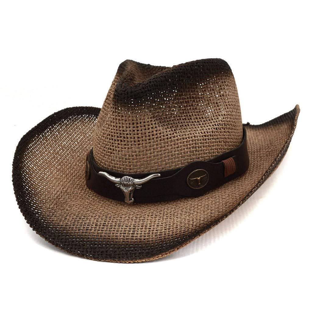 WWricotta Western Cowboy Riding Cap Sombrero retro Sombrero ancho Cuero Hombres Mujeres Cinturón de béisbol De Hombre Beisbol Planas