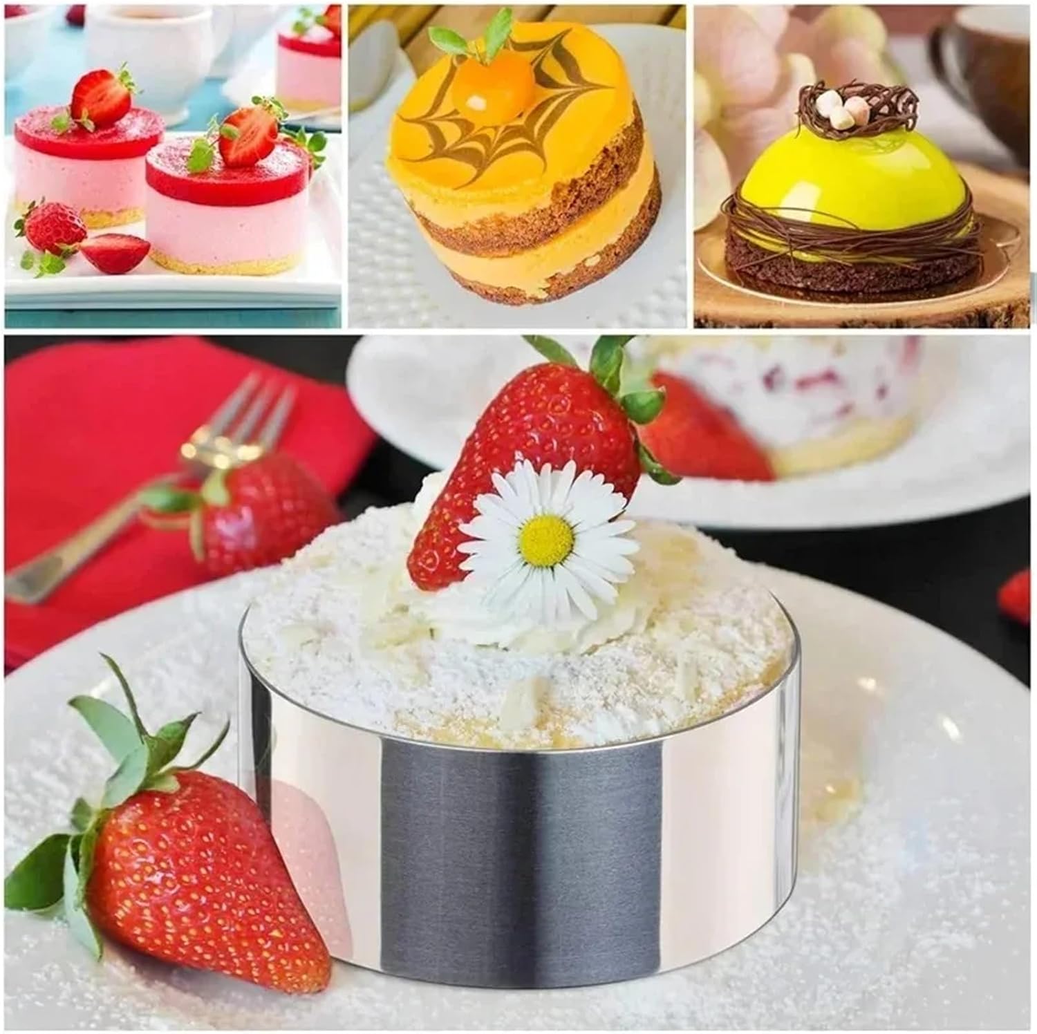 Stainless Steel Mousse Ring Baking Tools Kitchen Bakeware DIY Cupcake Salad Dessert Cake Decorting(Plum Blossom)