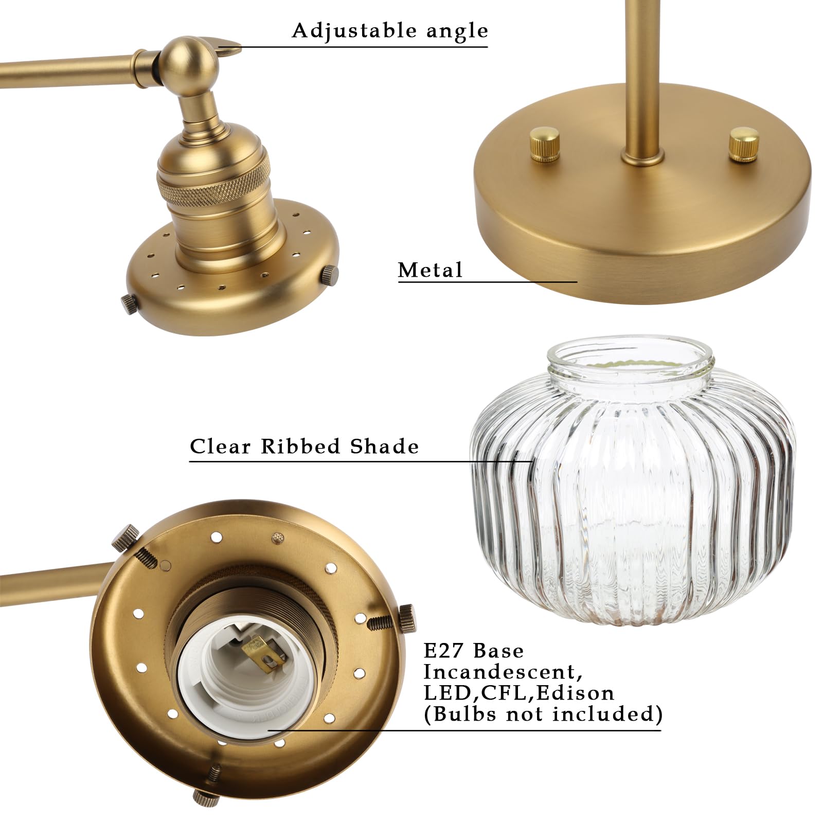 Phansthy Vintage Wandleuchte Modernes gestreiftem Klarglas Wandbeleuchtung Industrie Loft-Wandlampen im Landhausstil für Flur Schlafzimmer Wohnzimmer Küche Badezimmer Gästezimmer etc(Antike Farbe)