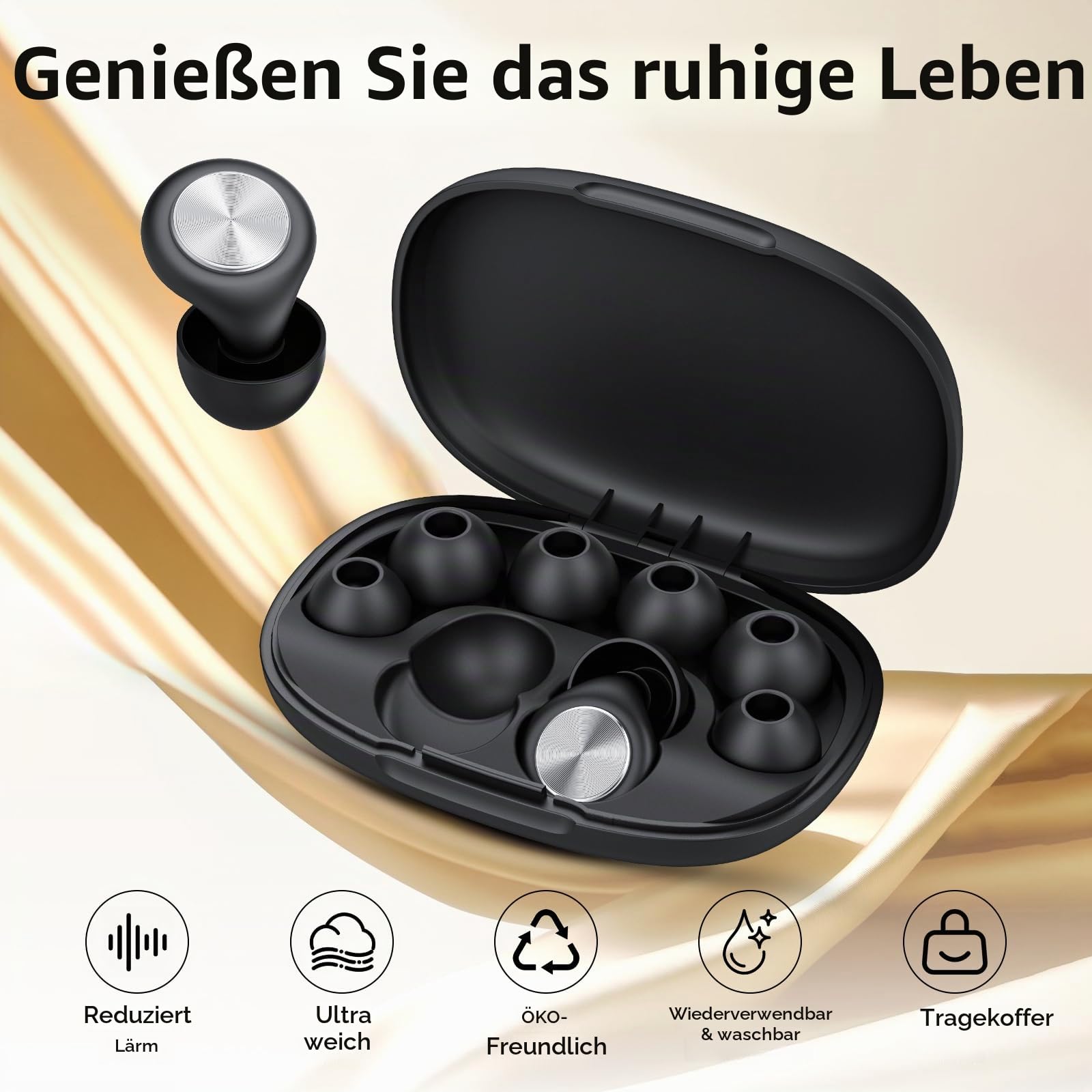 2026 Ohrstöpsel zum Schlafen, 45dB Wiederverwendbare Gehörschutz Geräuschreduzierende Ohrstöpsel für Schlaf, Earplugs weich und bequem für Schlafen, Reisen, Konzentration, Flugzeug, Konzerte