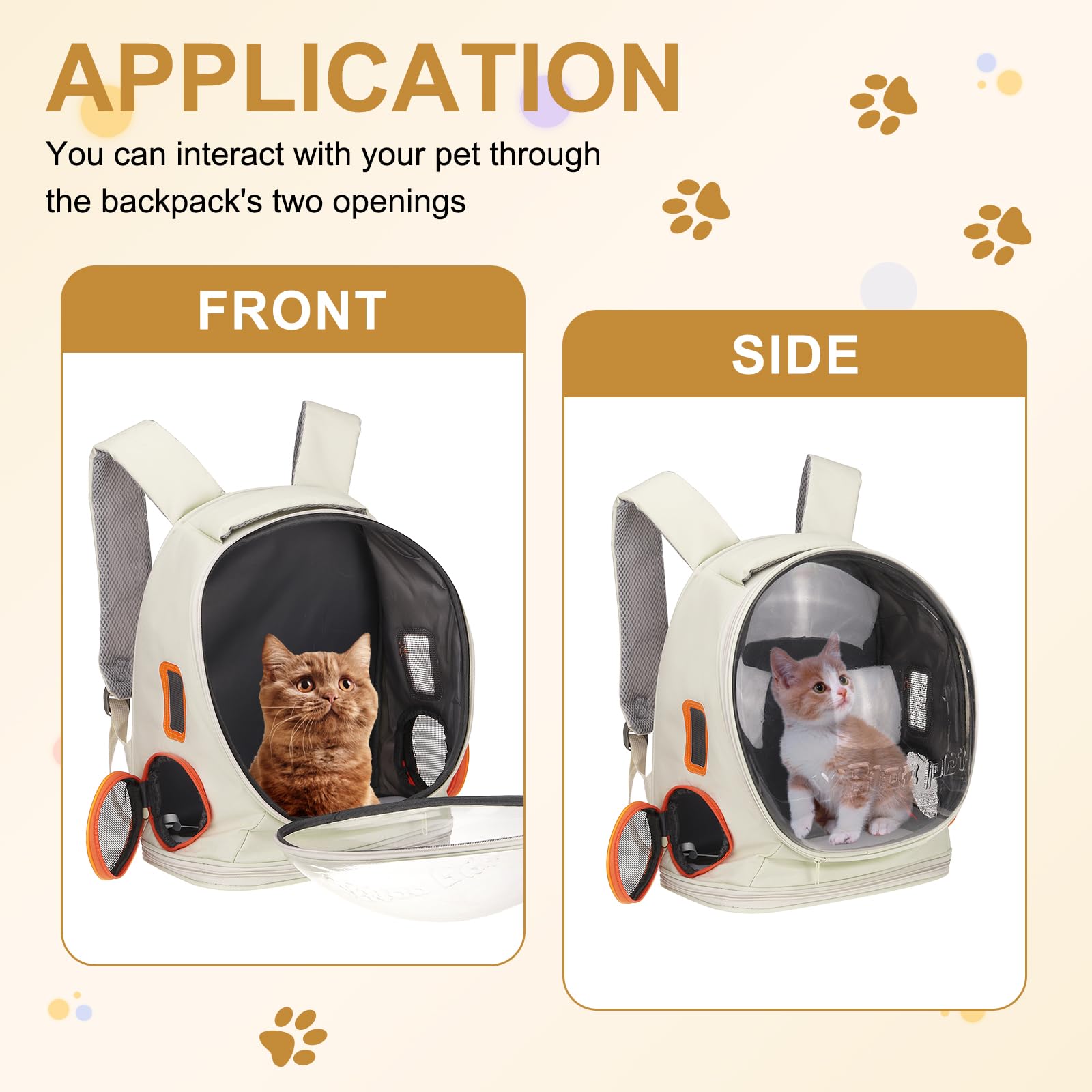 QUARKZMAN Mochila Transportadora para Mascotas, Portátil Y Ventilada, Tela Oxford, Bolsa De Viaje para Perros Y Gatos con Cubierta Transparente 12.99", (Beige, 1 Unidad), Diseñada.