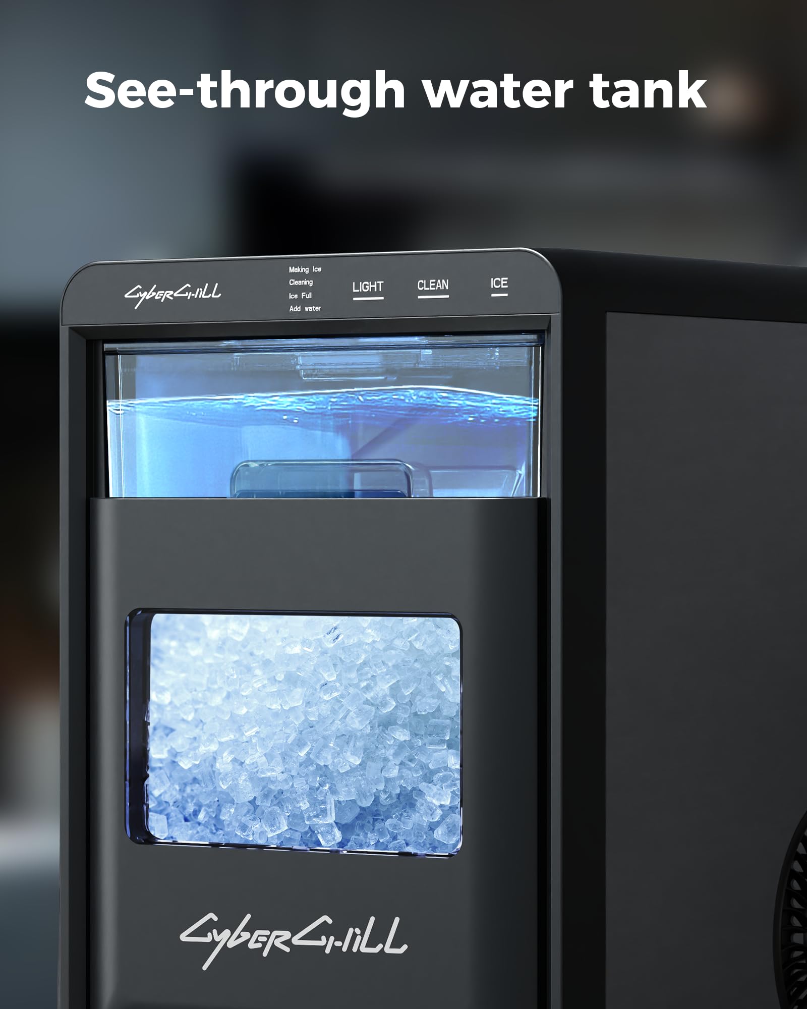 Cyberchill Nugget Ice Maker Countertop 44lbs Per Day Pebble Sonic Ice Makers Machine Chewable Pellet Ice With Self-Cleaning Removable Water Tank See Through Window For Home/Kitchen/Office on Fridge.com - View 6