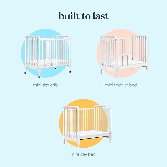 Davinci Jenny Lind 3-in-1 Convertible Mini Crib in White, Removable Wheels, Greenguard Gold Certified