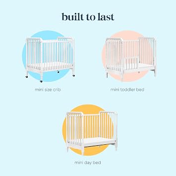Davinci Jenny Lind 3-in-1 Convertible Mini Crib in White, Removable Wheels, Greenguard Gold Certified