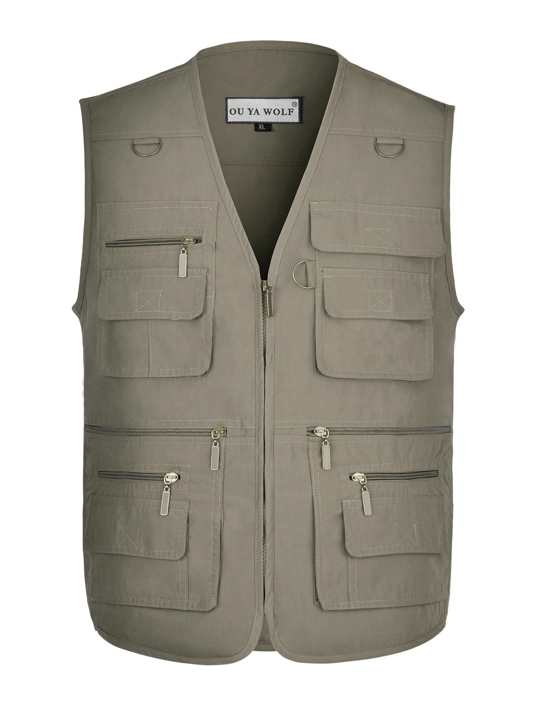Men's Poplin Outdoors Travel Sports Multi-Pockets Work Fishing Vest