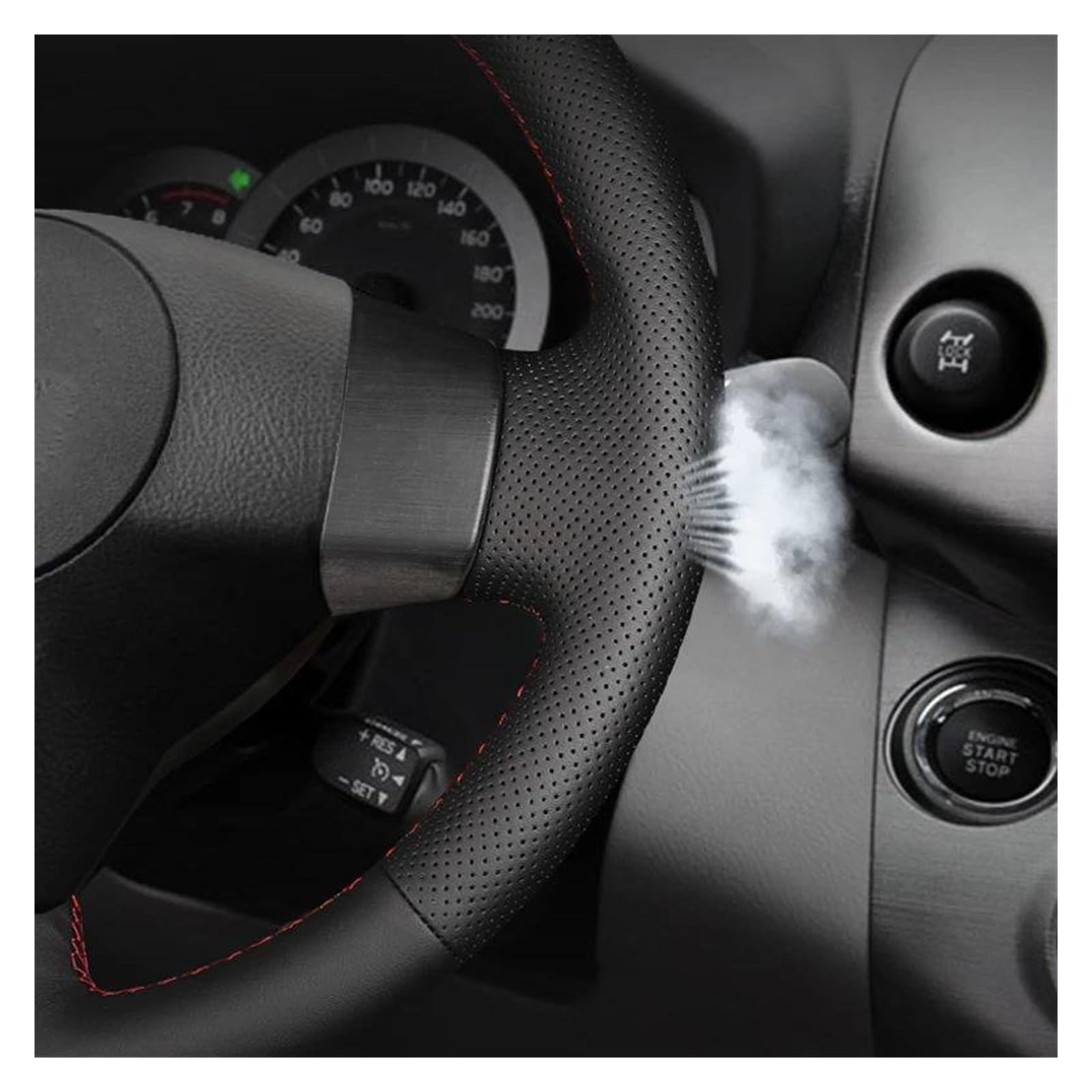 Lenkradabdeckung Handgefertigtes Auto-Lenkrad Für Toyota Für Rav4 2009–2012 Jahre, Schutzhülle, Atmungsaktive Lenkabdeckungen Lenkrad Bezug Auto(Black)