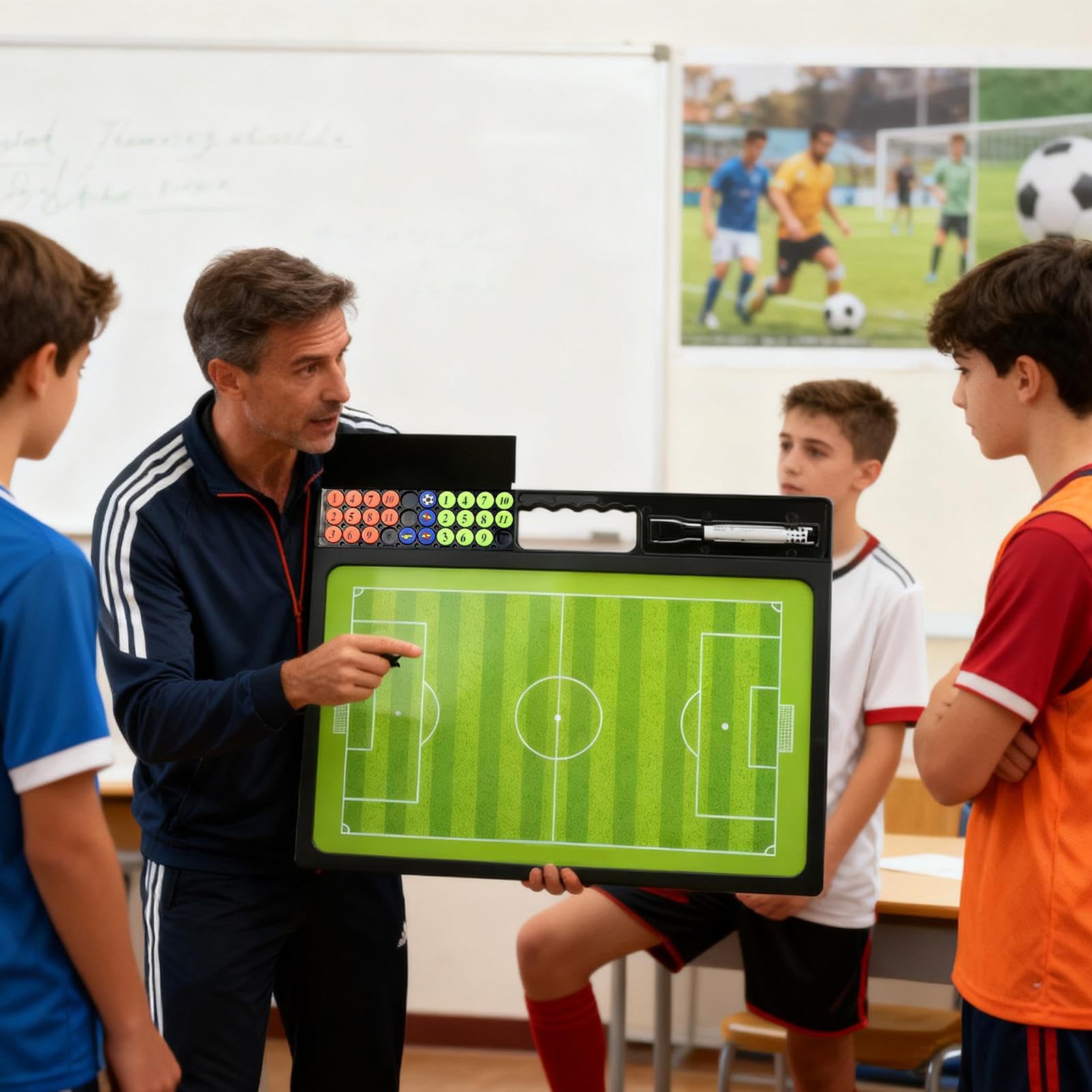 Fußball-Trainingsbrett Schreibbedarf | Doppelseitiges Taktik-Klemmbrett mit Marker für Training von Spielern, für Spiele, für Feld, für Übung, für Wettkampf und
