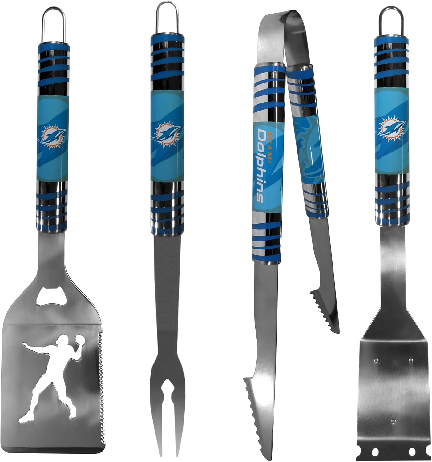 Siskiyou NFL Miami Dolphins 4 pc Steel Grill Tool Set, One Size, Team Colors