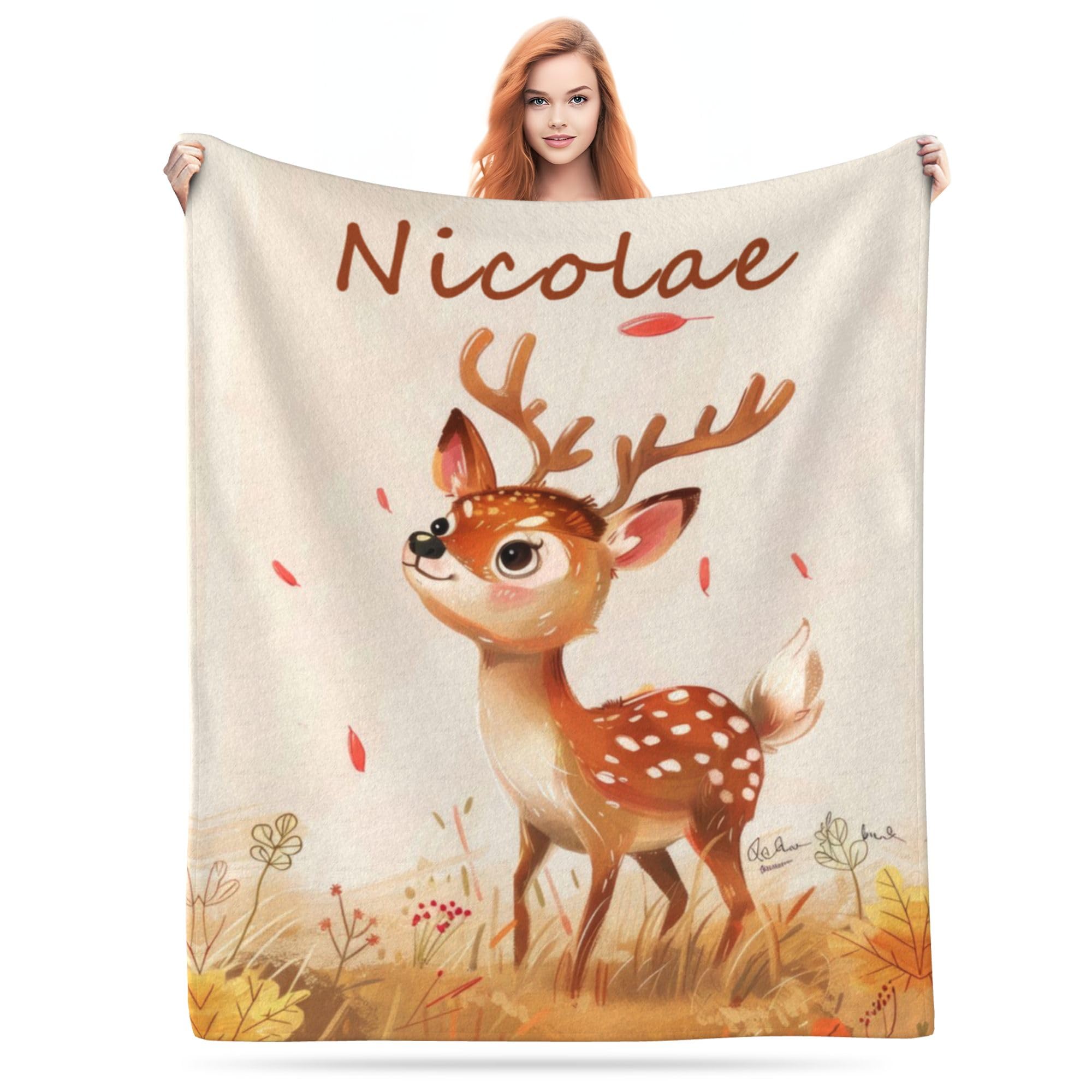 LMQJDZ Personalised Baby Blankets,Personalised Blanket for Kids Baby Customised Name Blanket.Gifts for Baby Shower Birthday Easter Nursery Room Decor.