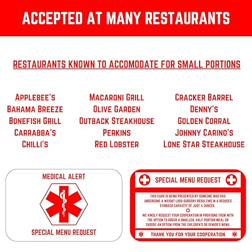 Miniatura 8 de Tarjeta bariátrica para restaurantes, tarjeta de solicitud de menú especial, control de porciones, solicitud de restaurante para pacientes